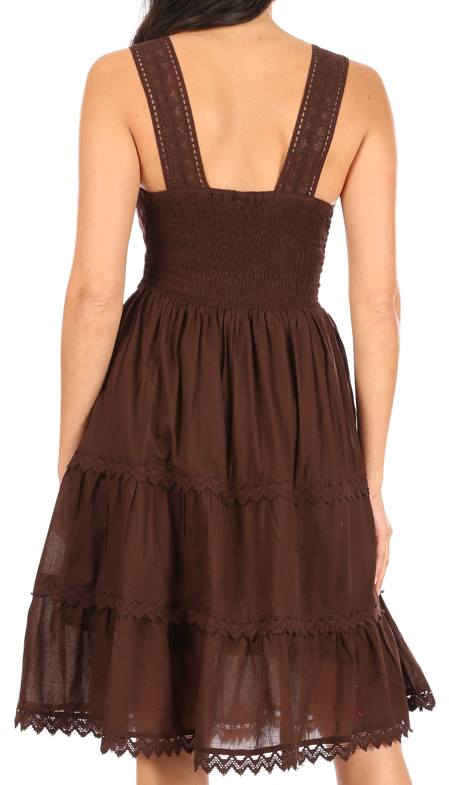 Sakkas Womens Presta Roman Sleeveless Lined Tank Top Dress With Embroidery Lace Design - Concordia Style Boutique