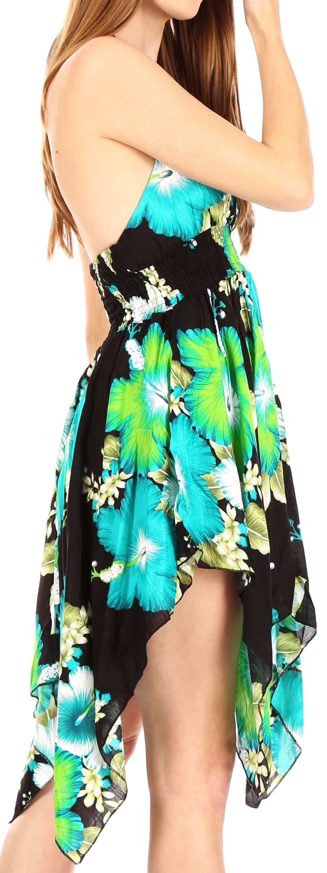 Sakkas Svana Women's V-neck Spaghetti Strap Floral Print Summer Casual Short Dress - Concordia Style Boutique
