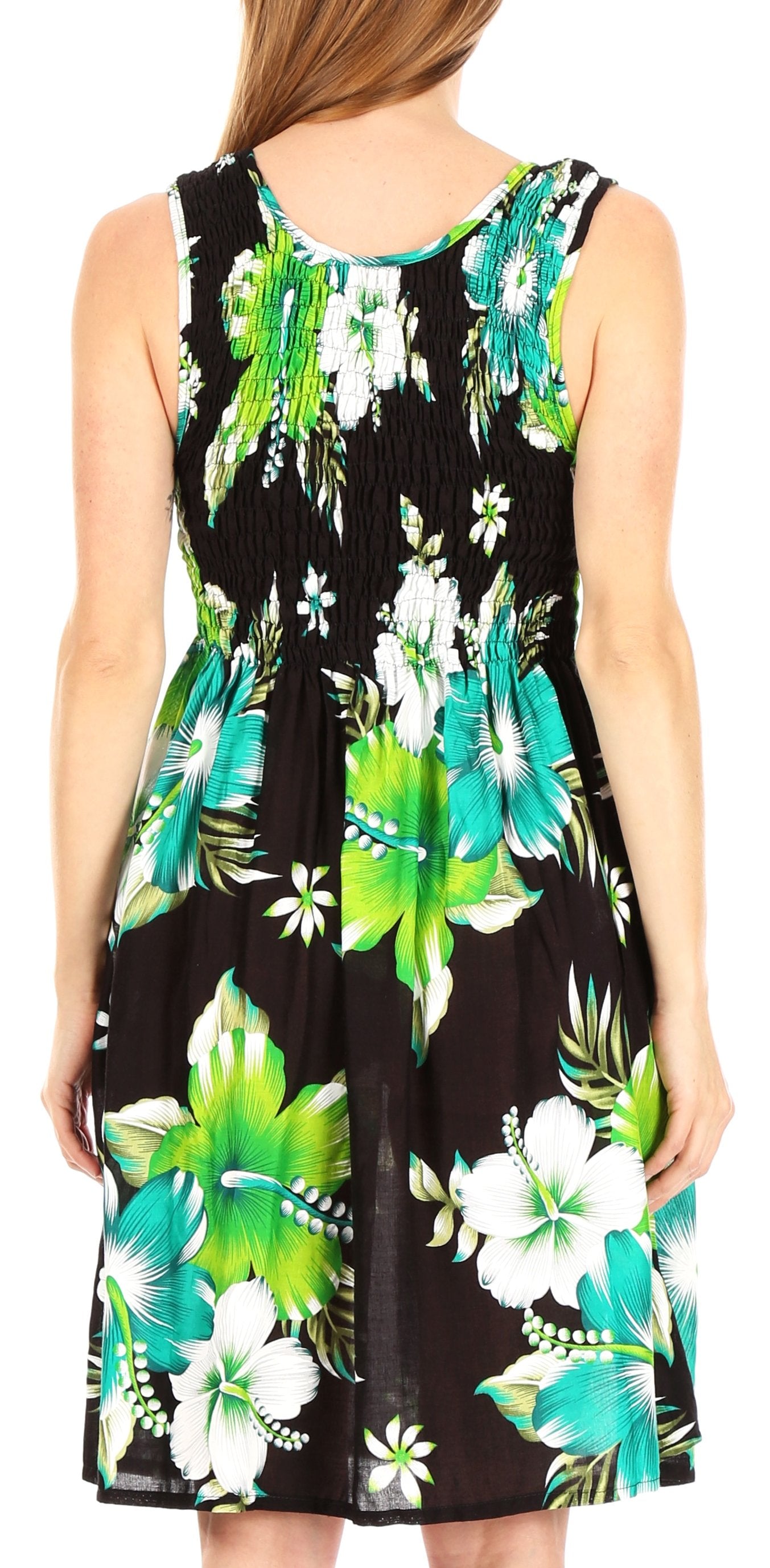 Sakkas Murni Women's Casual Summer Cocktail Elastic Stretchy Floral Print Dress - Concordia Style Boutique