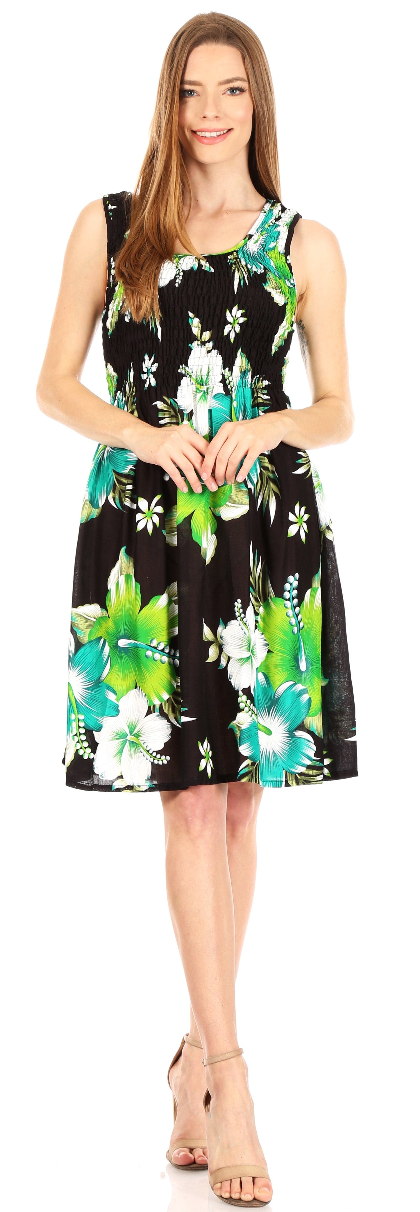 Sakkas Murni Women's Casual Summer Cocktail Elastic Stretchy Floral Print Dress - Concordia Style Boutique