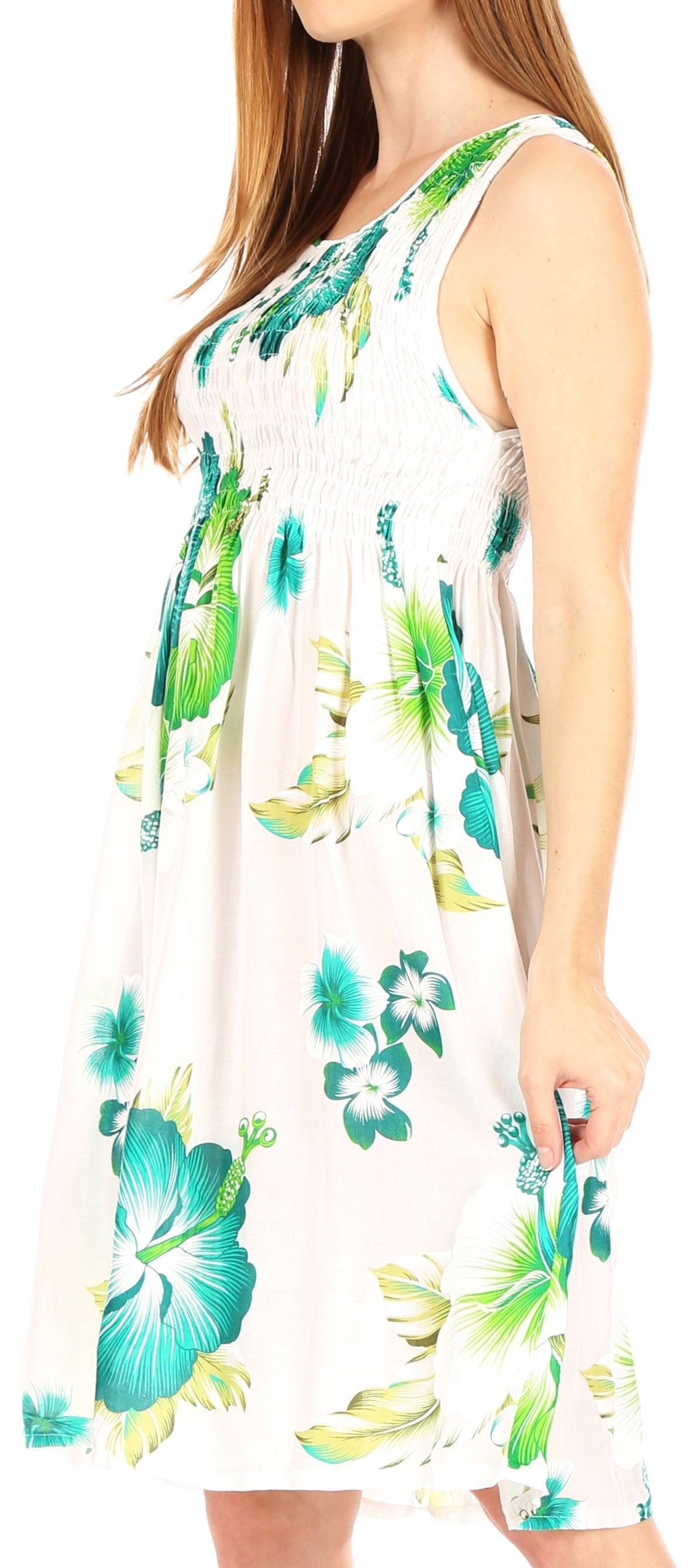 Sakkas Murni Women's Casual Summer Cocktail Elastic Stretchy Floral Print Dress - Concordia Style Boutique