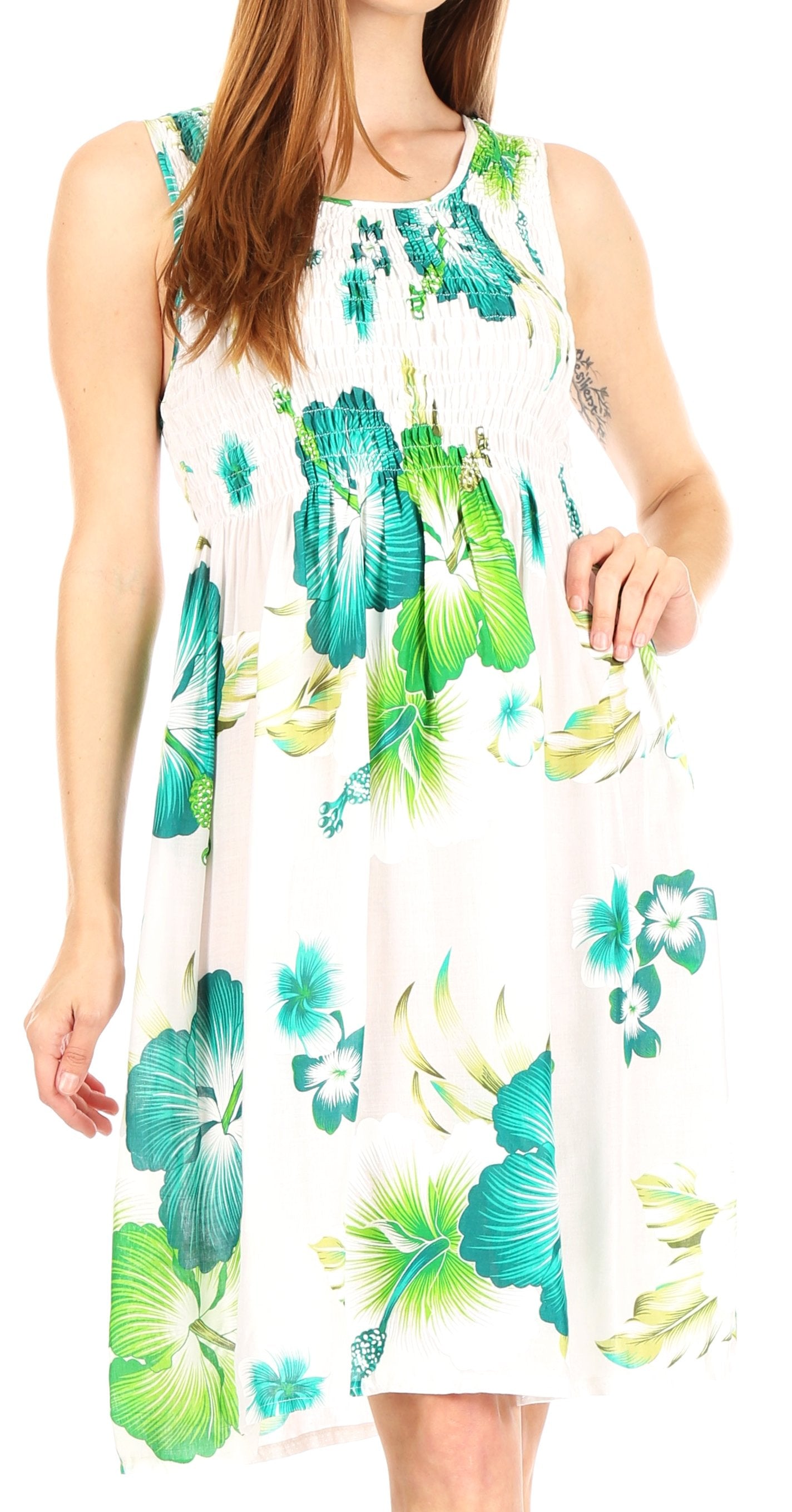 Sakkas Murni Women's Casual Summer Cocktail Elastic Stretchy Floral Print Dress - Concordia Style Boutique