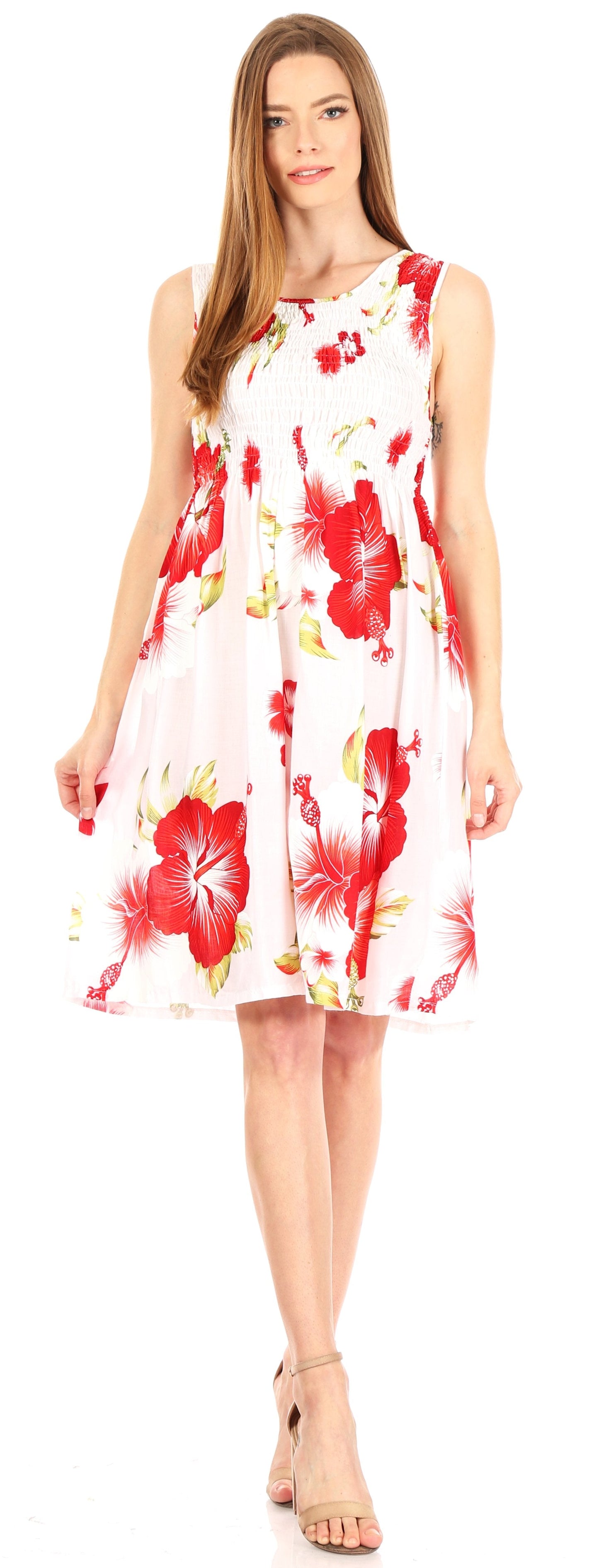 Sakkas Murni Women's Casual Summer Cocktail Elastic Stretchy Floral Print Dress - Concordia Style Boutique