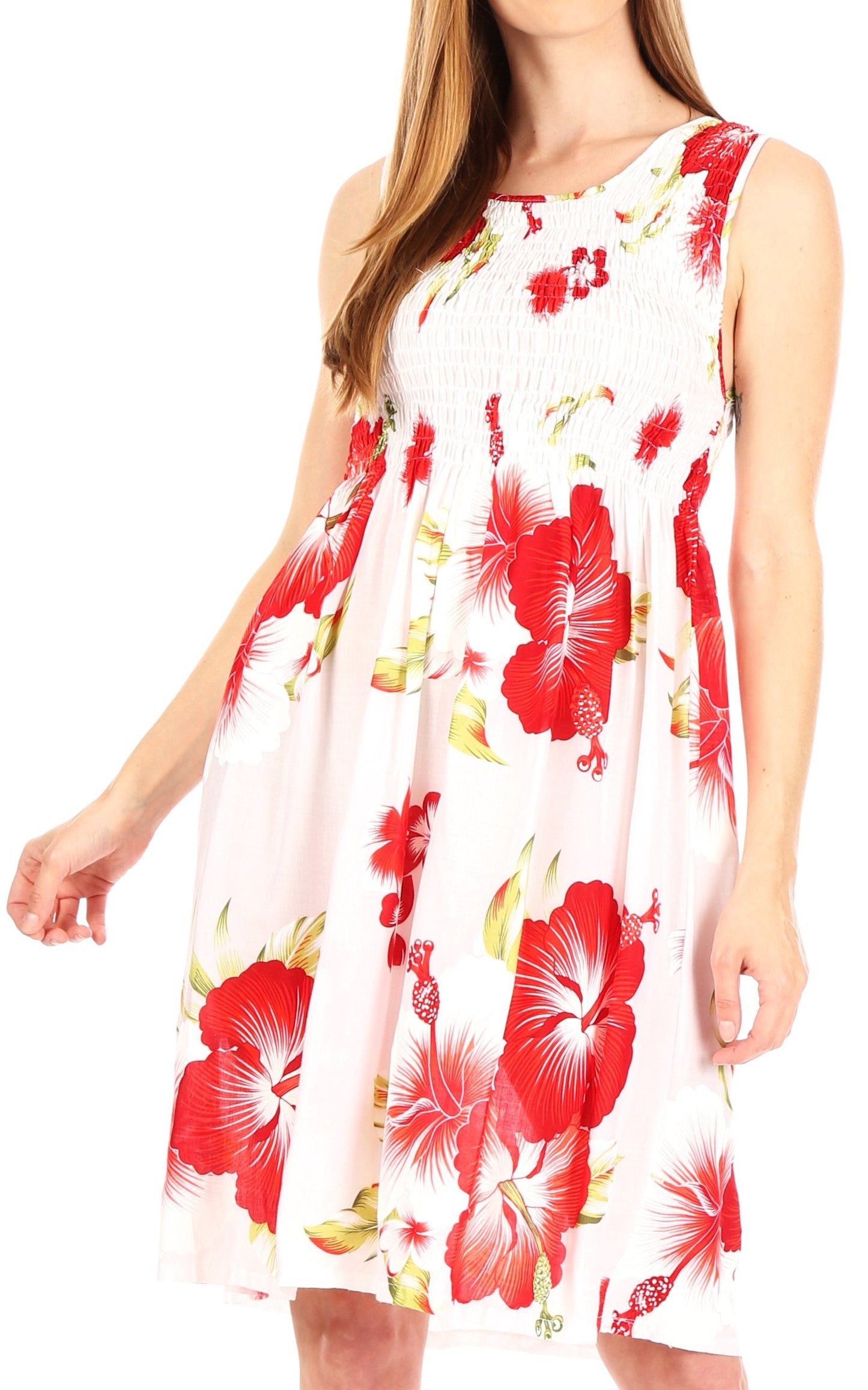 Sakkas Murni Women's Casual Summer Cocktail Elastic Stretchy Floral Print Dress - Concordia Style Boutique