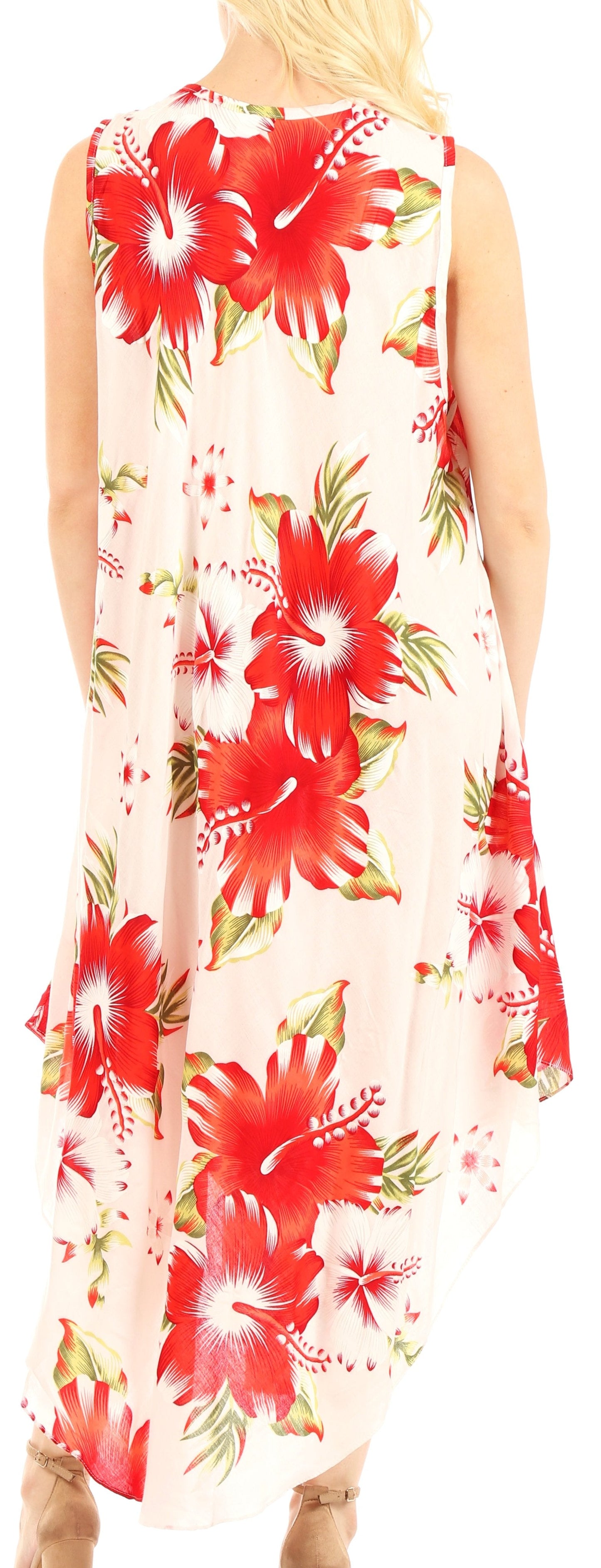 Sakkas Aba Women's Casual Summer Floral Print Sleeveless Loose Dress Cover-up - Concordia Style Boutique