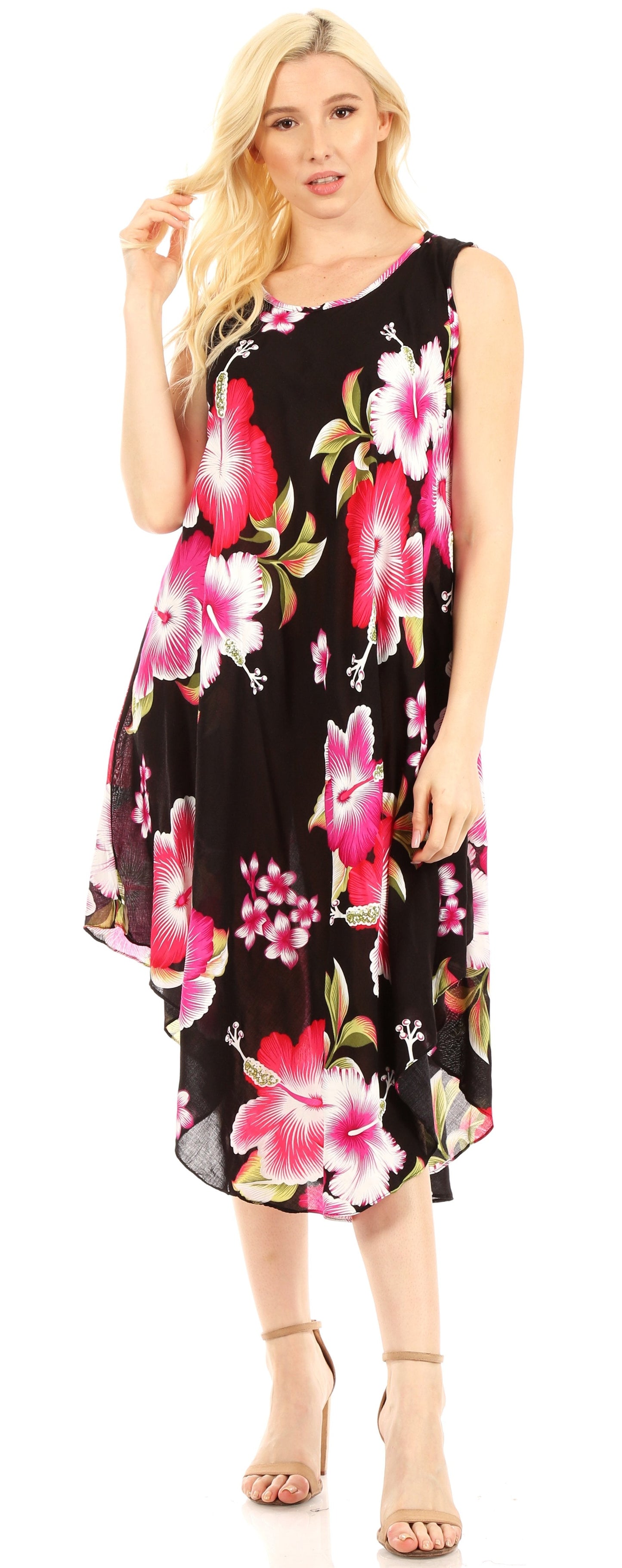 Sakkas Clara Women's Casual Summer Sleeveless Sundress Loose Floral Print Dress - Concordia Style Boutique