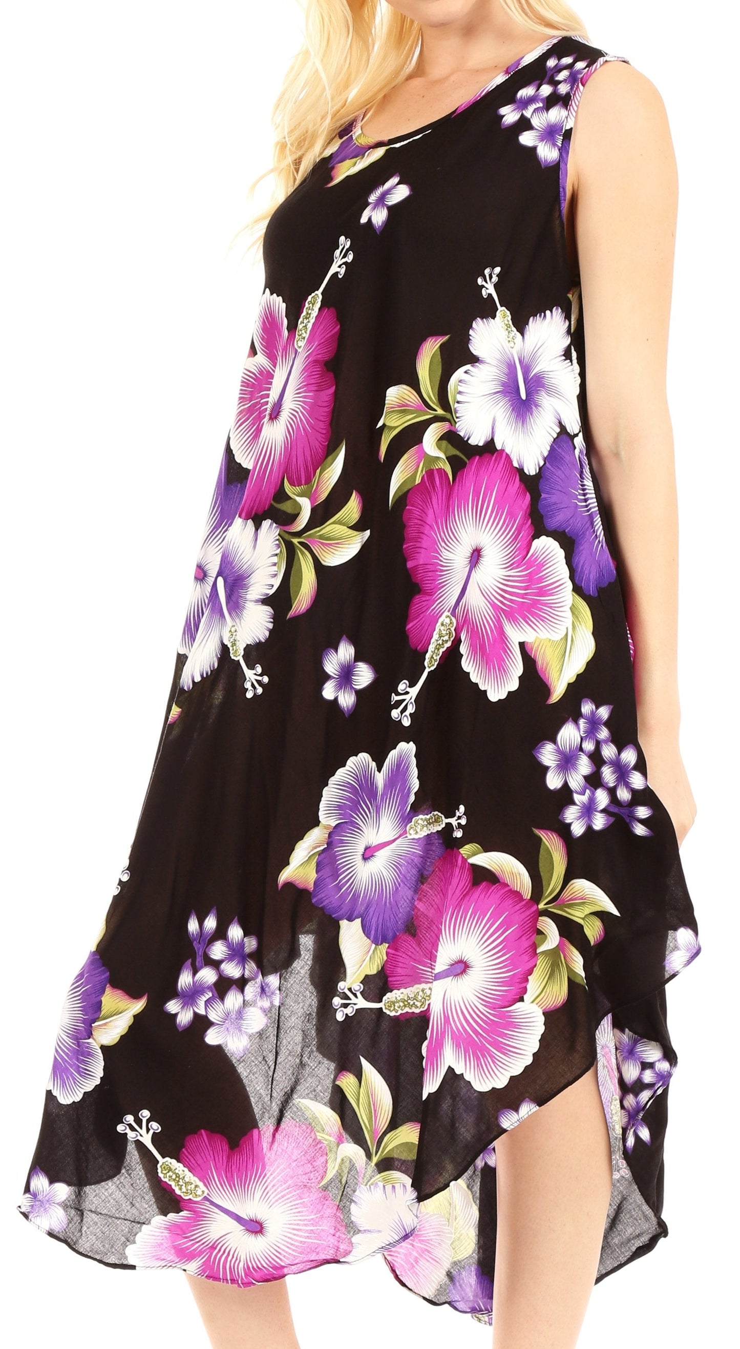Sakkas Clara Women's Casual Summer Sleeveless Sundress Loose Floral Print Dress - Concordia Style Boutique