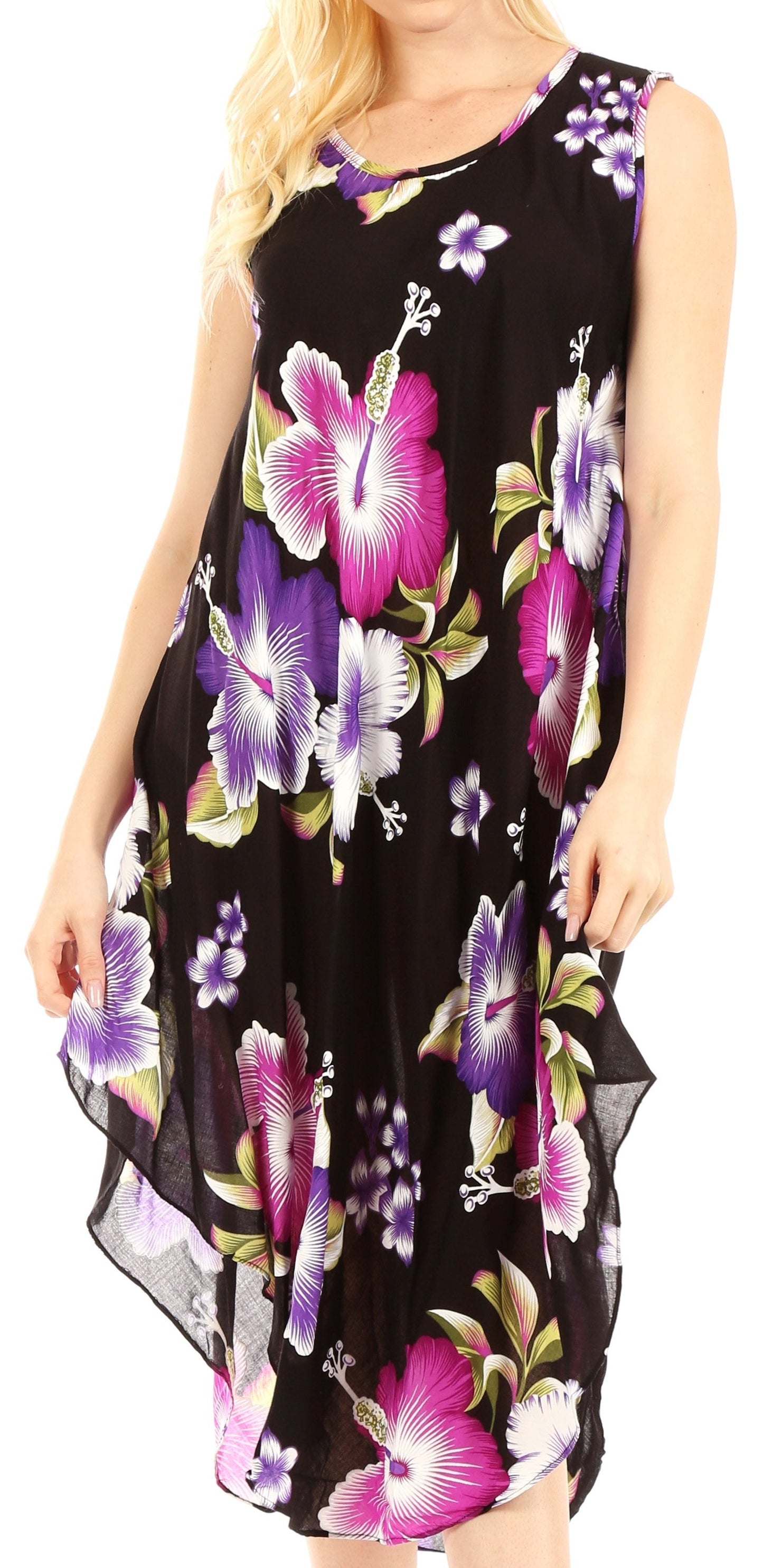 Sakkas Clara Women's Casual Summer Sleeveless Sundress Loose Floral Print Dress - Concordia Style Boutique