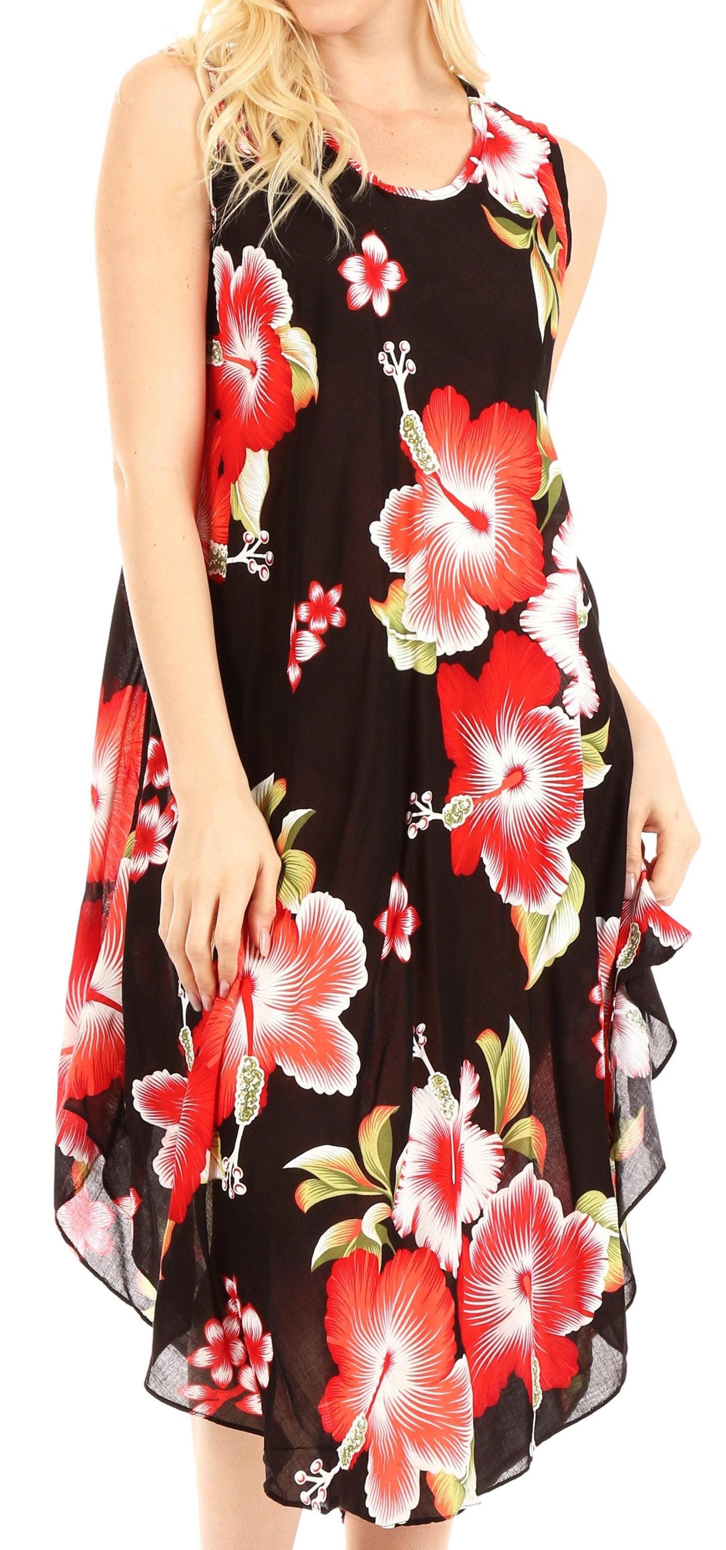 Sakkas Clara Women's Casual Summer Sleeveless Sundress Loose Floral Print Dress - Concordia Style Boutique