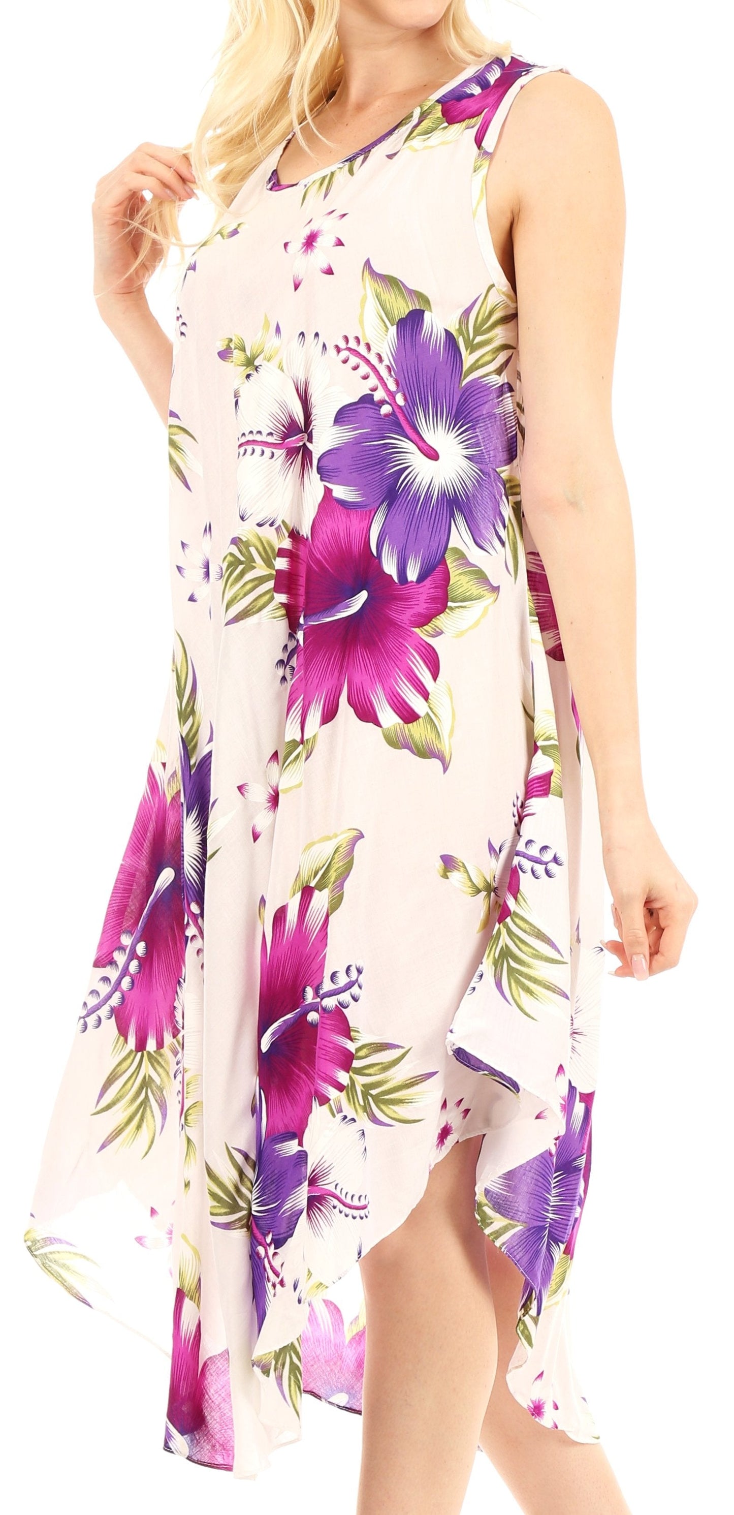 Sakkas Clara Women's Casual Summer Sleeveless Sundress Loose Floral Print Dress - Concordia Style Boutique