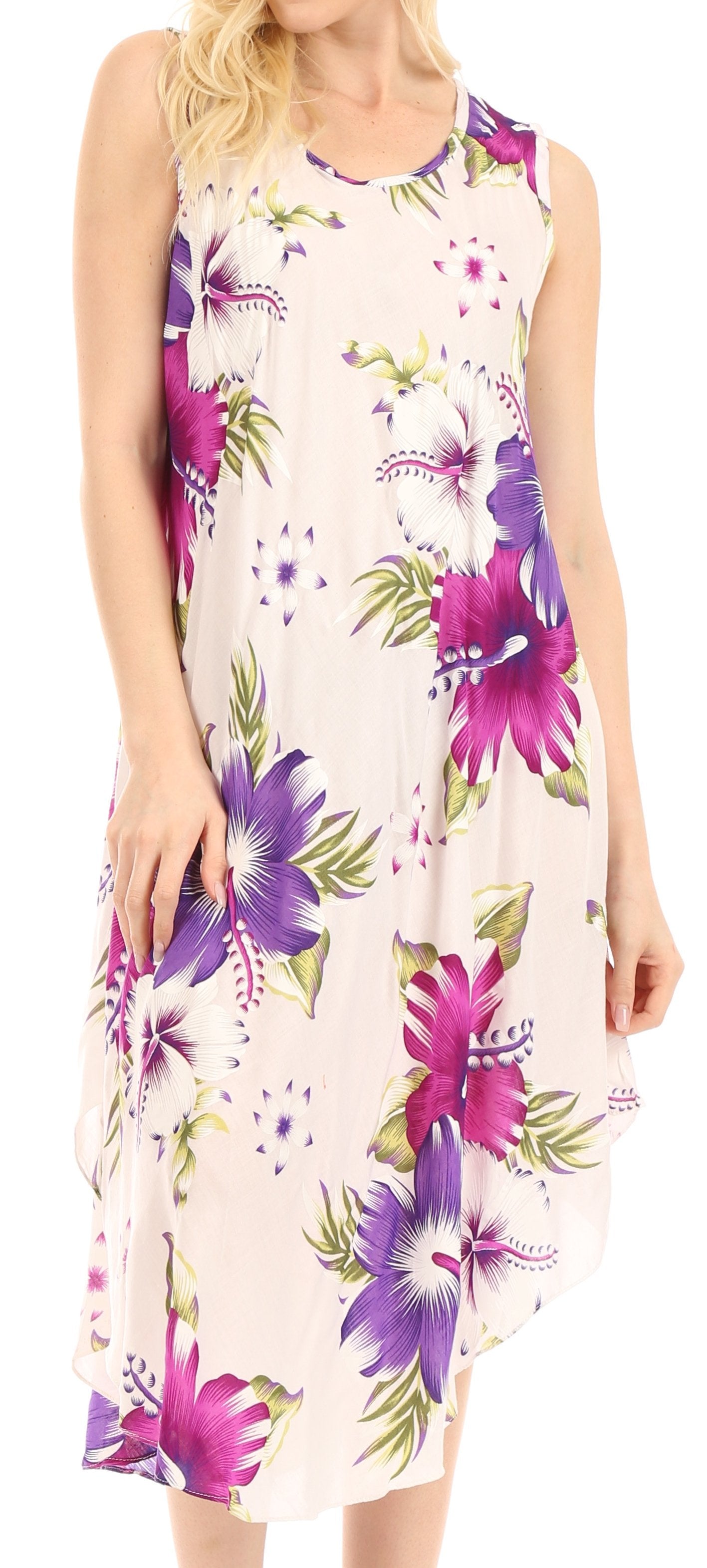 Sakkas Clara Women's Casual Summer Sleeveless Sundress Loose Floral Print Dress - Concordia Style Boutique