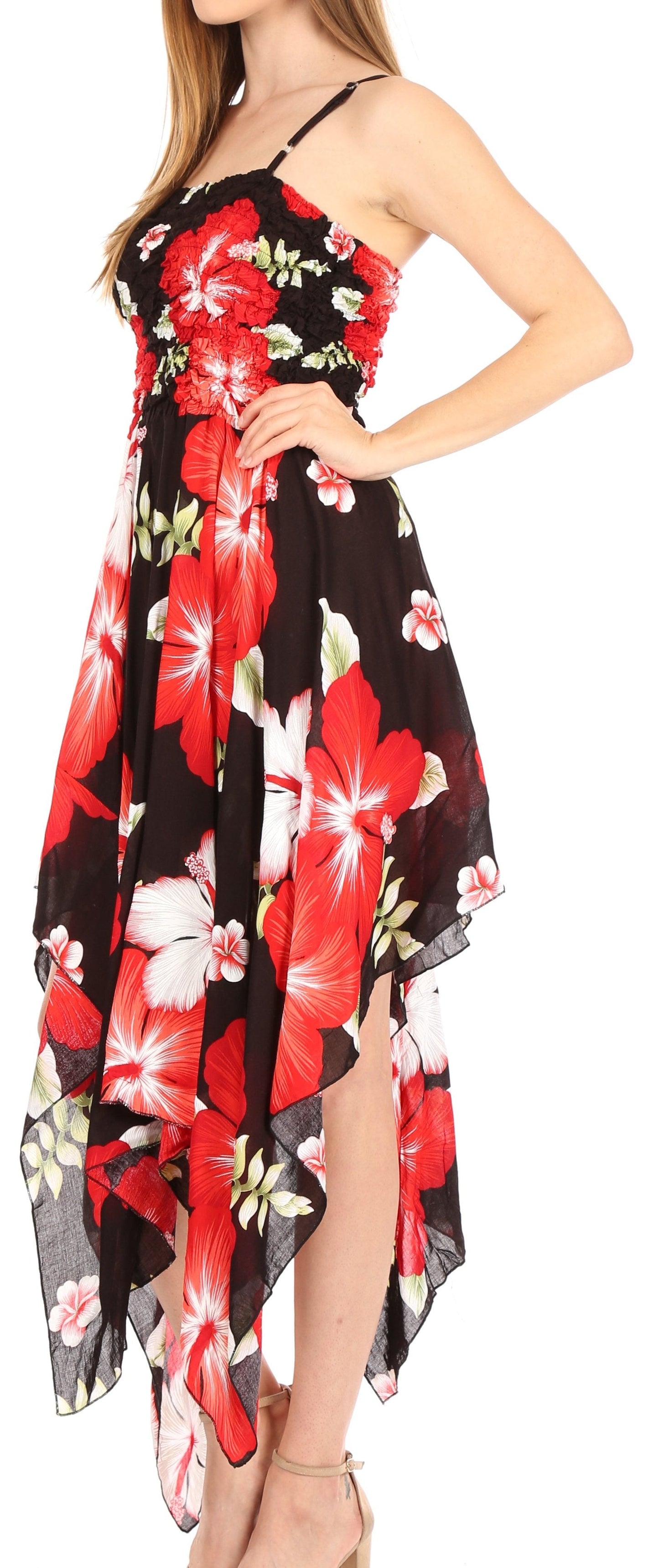 Sakkas Hamisi Women's Tube Spaghetti Strap Floral Print Summer Casual Short Dress - Concordia Style Boutique
