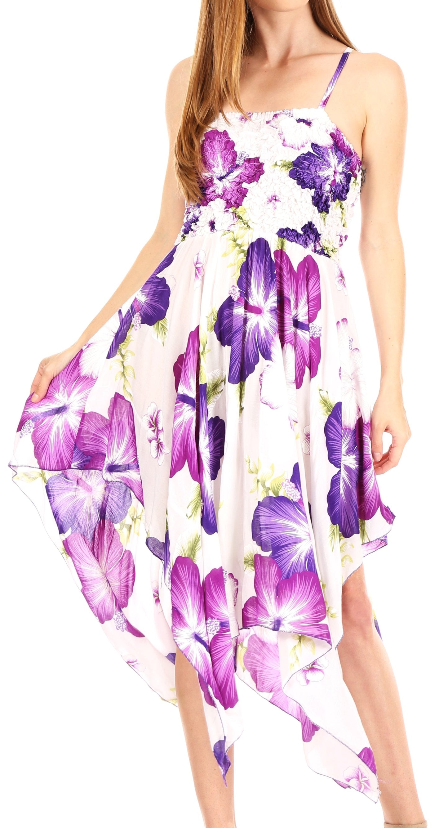 Sakkas Hamisi Women's Tube Spaghetti Strap Floral Print Summer Casual Short Dress - Concordia Style Boutique