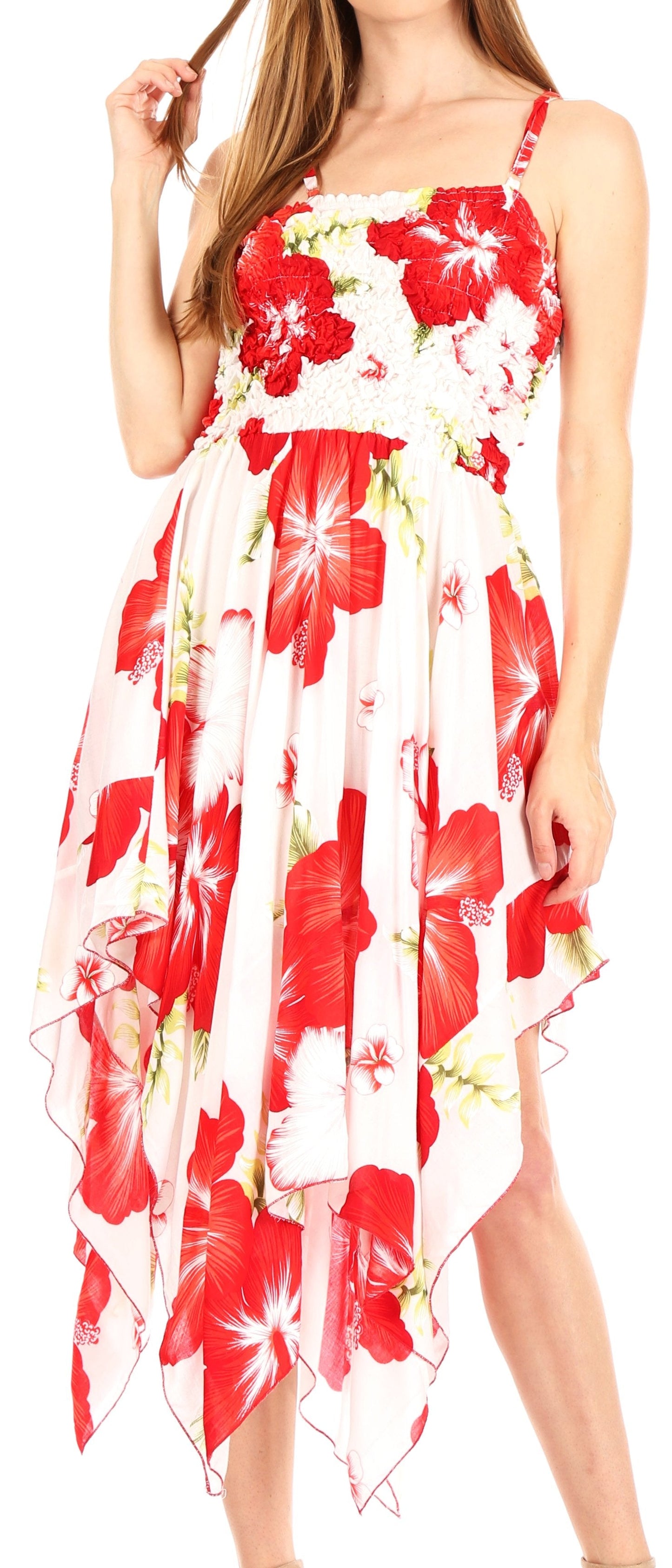 Sakkas Hamisi Women's Tube Spaghetti Strap Floral Print Summer Casual Short Dress - Concordia Style Boutique