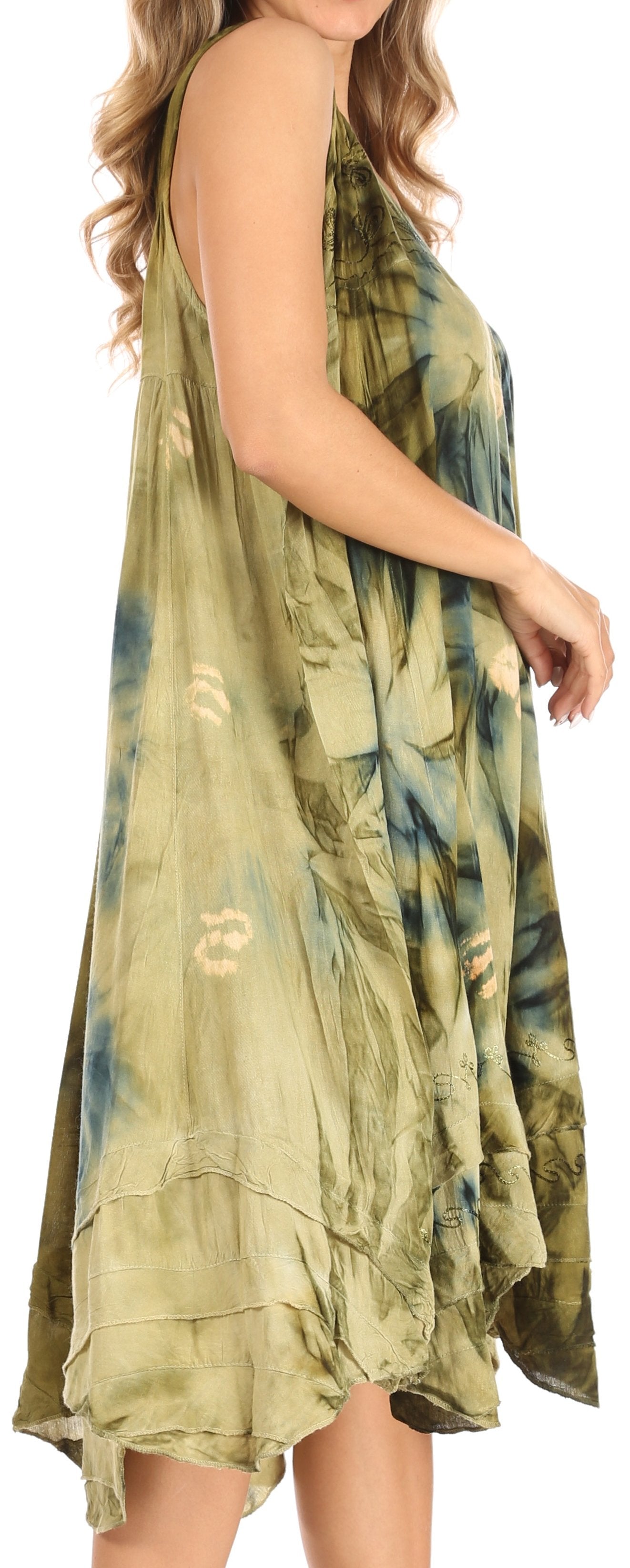 Sakkas Magy Women's Casual Summer Sleeveless Loose Tank Dress Tie-dye Floral Print - Concordia Style Boutique
