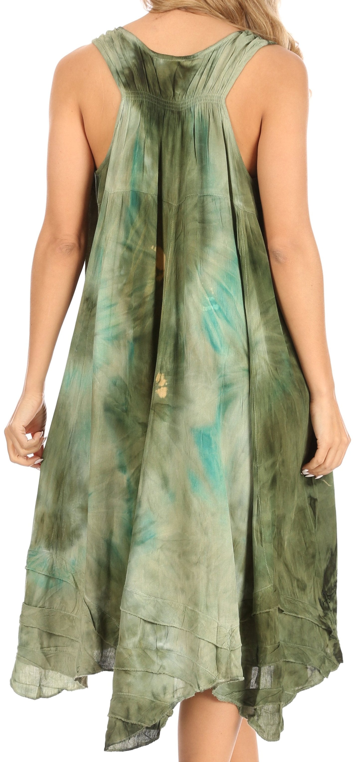 Sakkas Magy Women's Casual Summer Sleeveless Loose Tank Dress Tie-dye Floral Print - Concordia Style Boutique