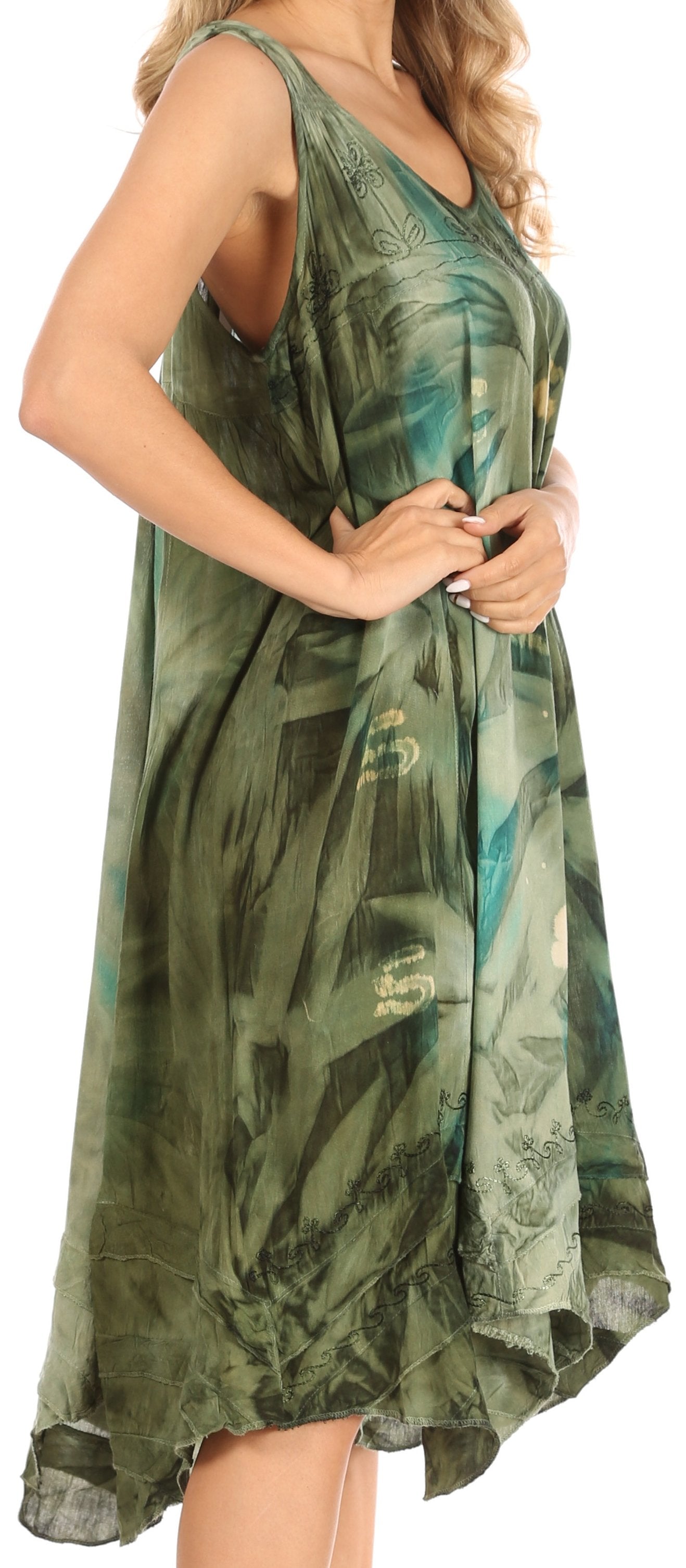 Sakkas Magy Women's Casual Summer Sleeveless Loose Tank Dress Tie-dye Floral Print - Concordia Style Boutique