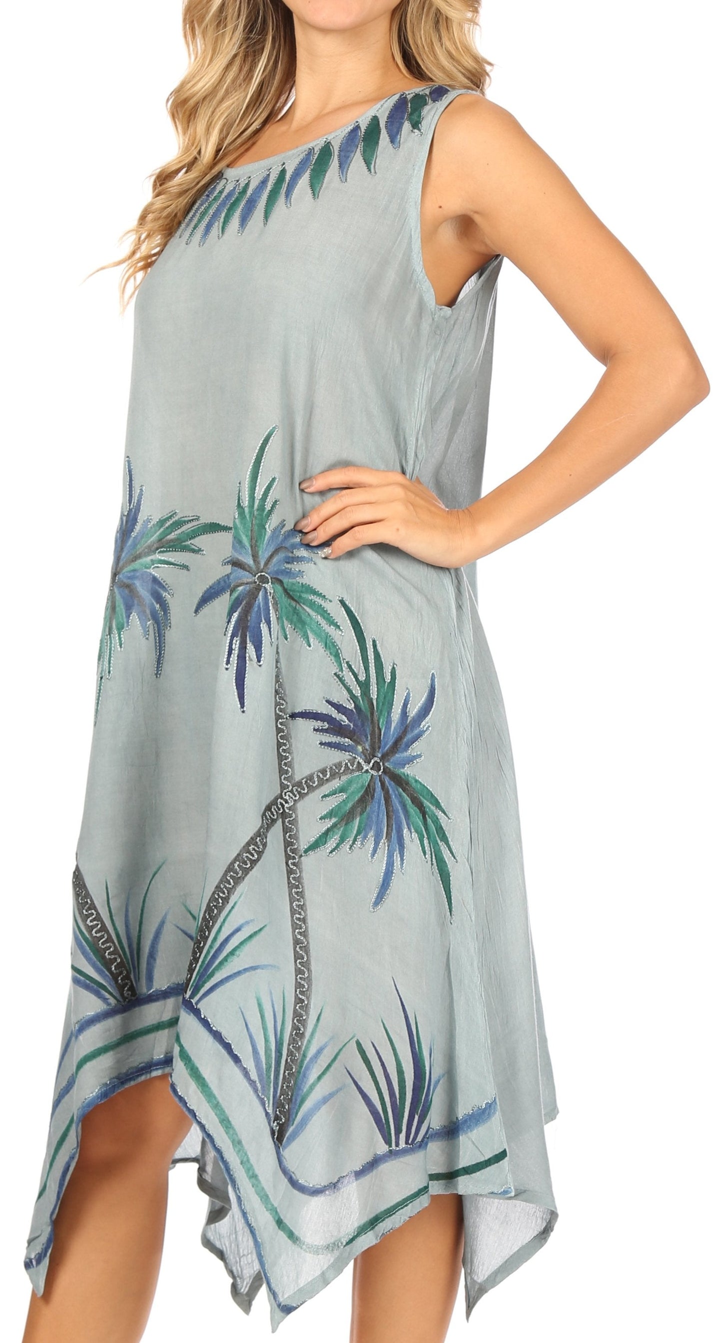 Sakkas Tinna Women's Casual Sleeveless Tank Flare Midi Boho Print Dress Cover-up - Concordia Style Boutique