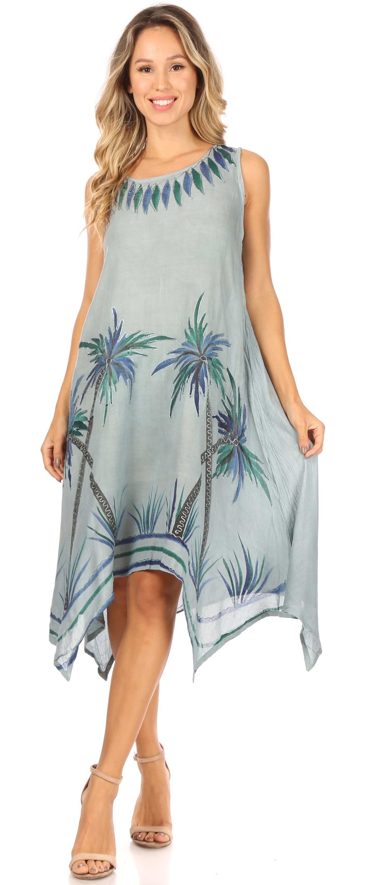Sakkas Tinna Women's Casual Sleeveless Tank Flare Midi Boho Print Dress Cover-up - Concordia Style Boutique