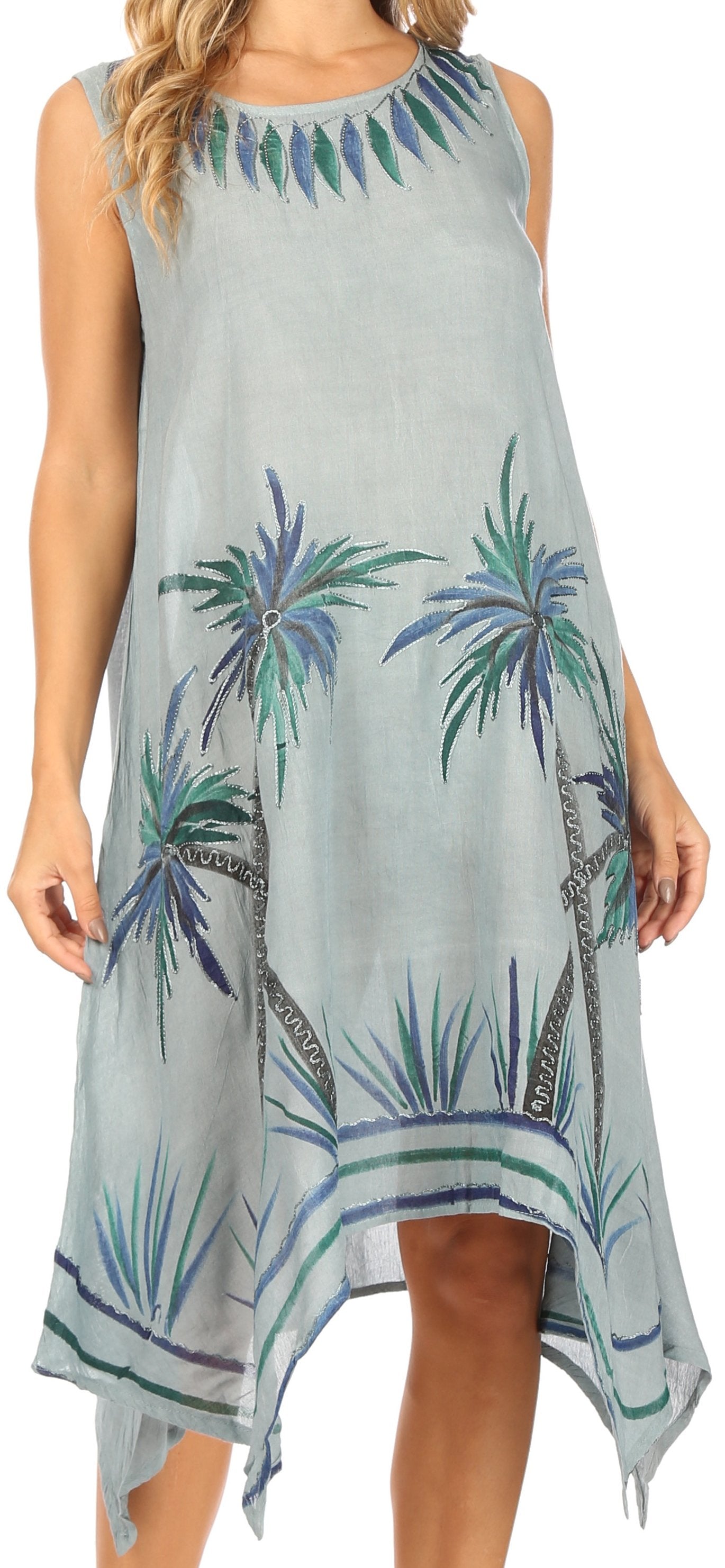 Sakkas Tinna Women's Casual Sleeveless Tank Flare Midi Boho Print Dress Cover-up - Concordia Style Boutique