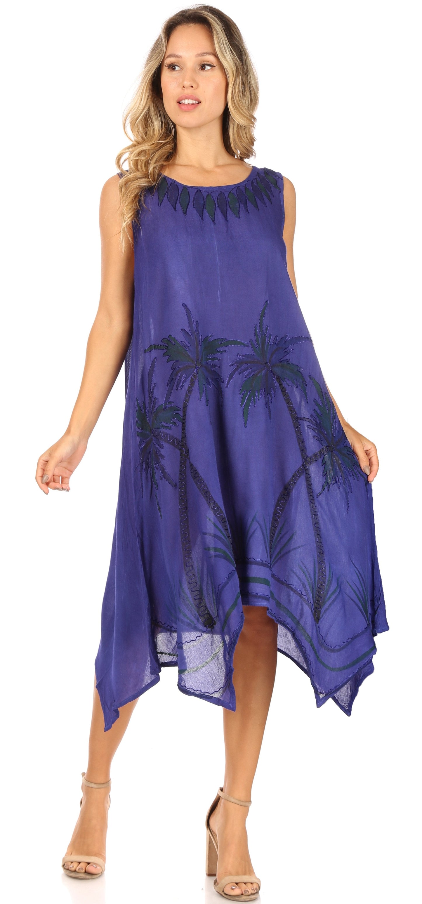 Sakkas Tinna Women's Casual Sleeveless Tank Flare Midi Boho Print Dress Cover-up - Concordia Style Boutique