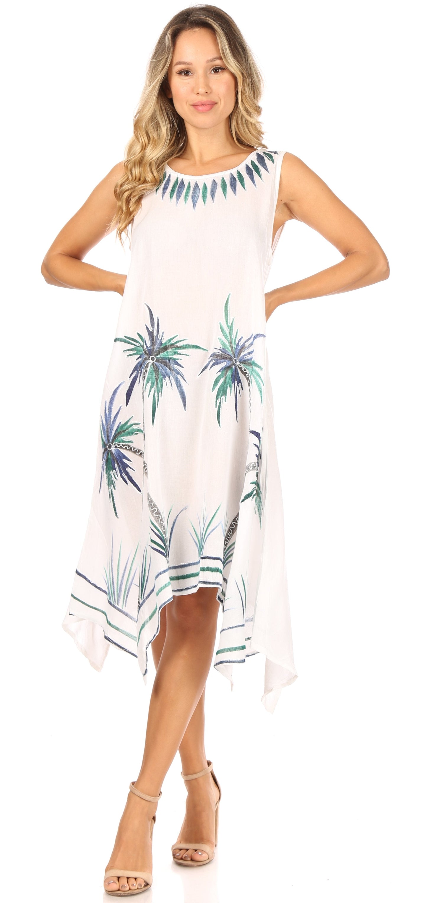 Sakkas Tinna Women's Casual Sleeveless Tank Flare Midi Boho Print Dress Cover-up - Concordia Style Boutique