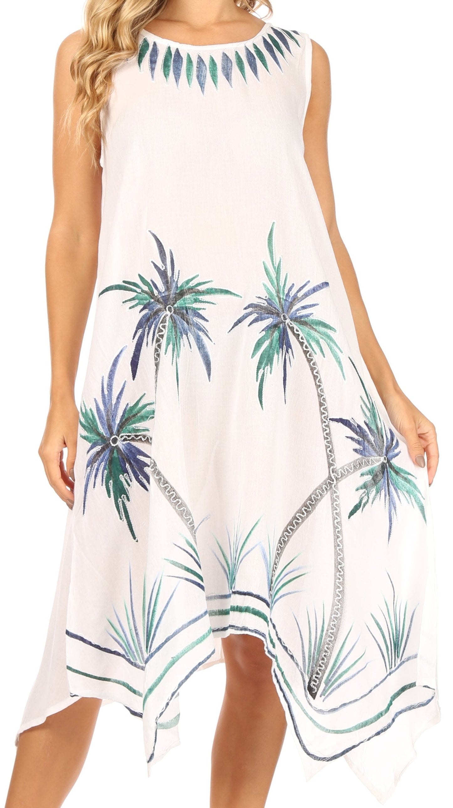 Sakkas Tinna Women's Casual Sleeveless Tank Flare Midi Boho Print Dress Cover-up - Concordia Style Boutique