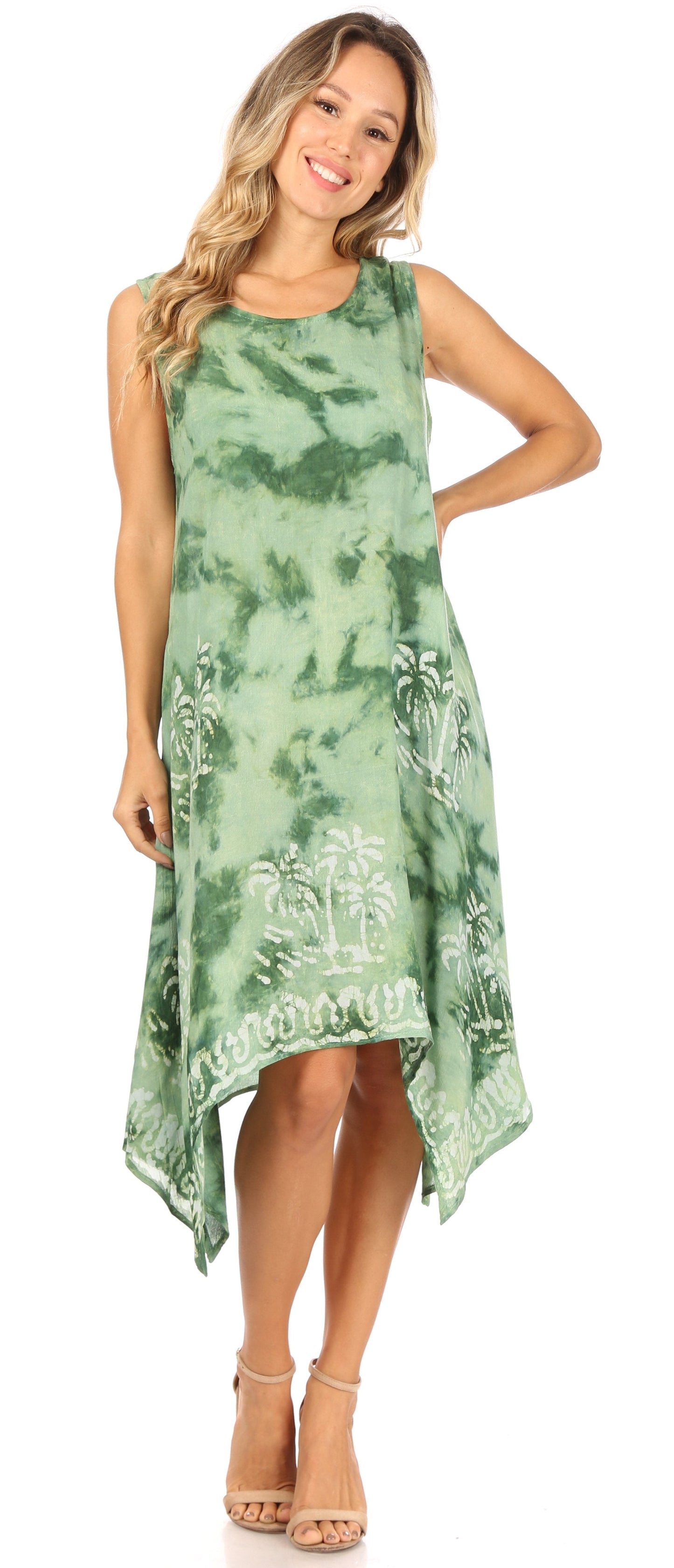 Sakkas Tinna Women's Casual Sleeveless Tank Flare Midi Boho Print Dress Cover-up - Concordia Style Boutique
