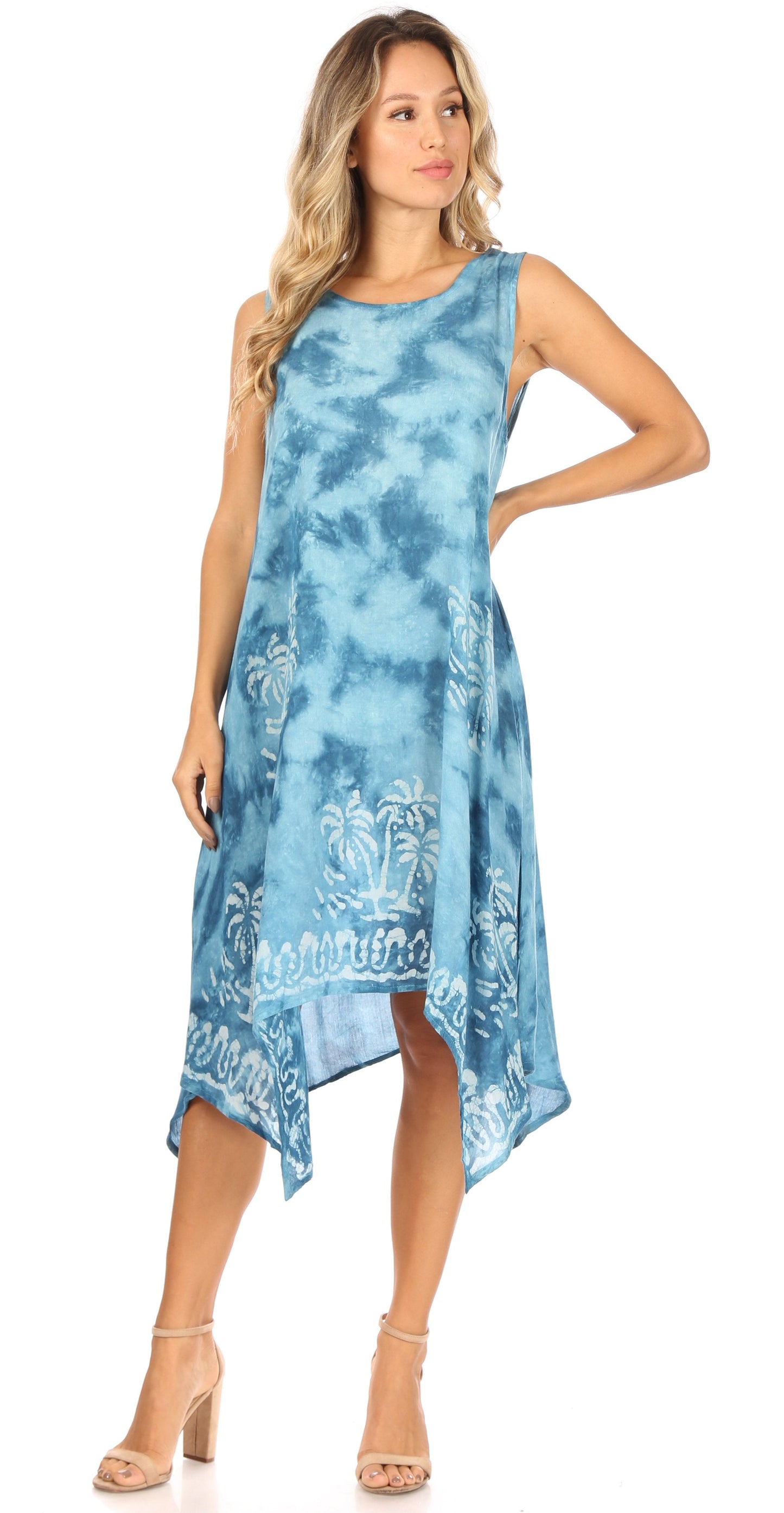 Sakkas Tinna Women's Casual Sleeveless Tank Flare Midi Boho Print Dress Cover-up - Concordia Style Boutique