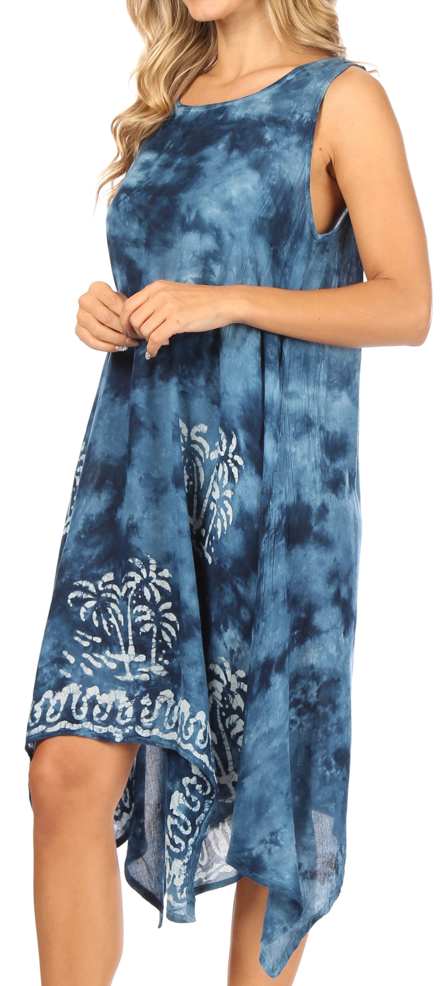 Sakkas Tinna Women's Casual Sleeveless Tank Flare Midi Boho Print Dress Cover-up - Concordia Style Boutique