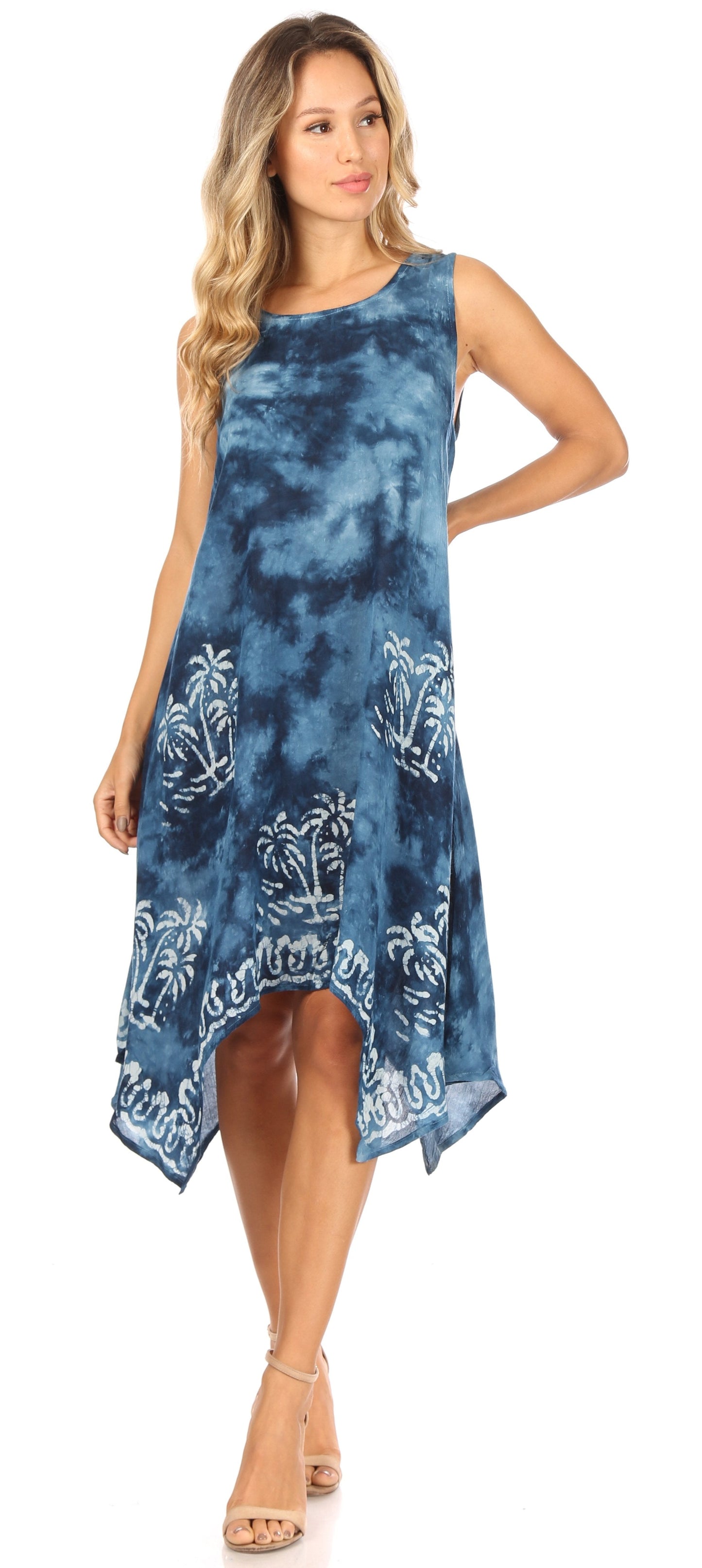 Sakkas Tinna Women's Casual Sleeveless Tank Flare Midi Boho Print Dress Cover-up - Concordia Style Boutique