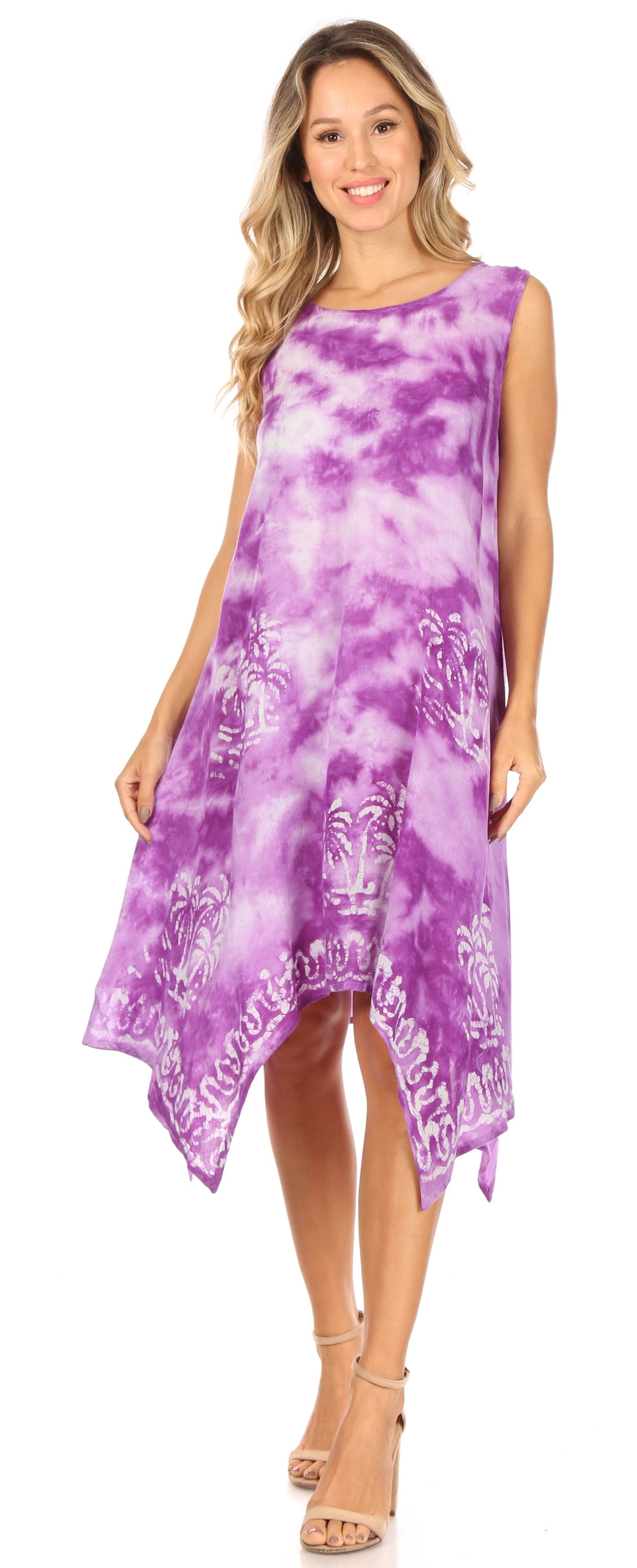 Sakkas Tinna Women's Casual Sleeveless Tank Flare Midi Boho Print Dress Cover-up - Concordia Style Boutique