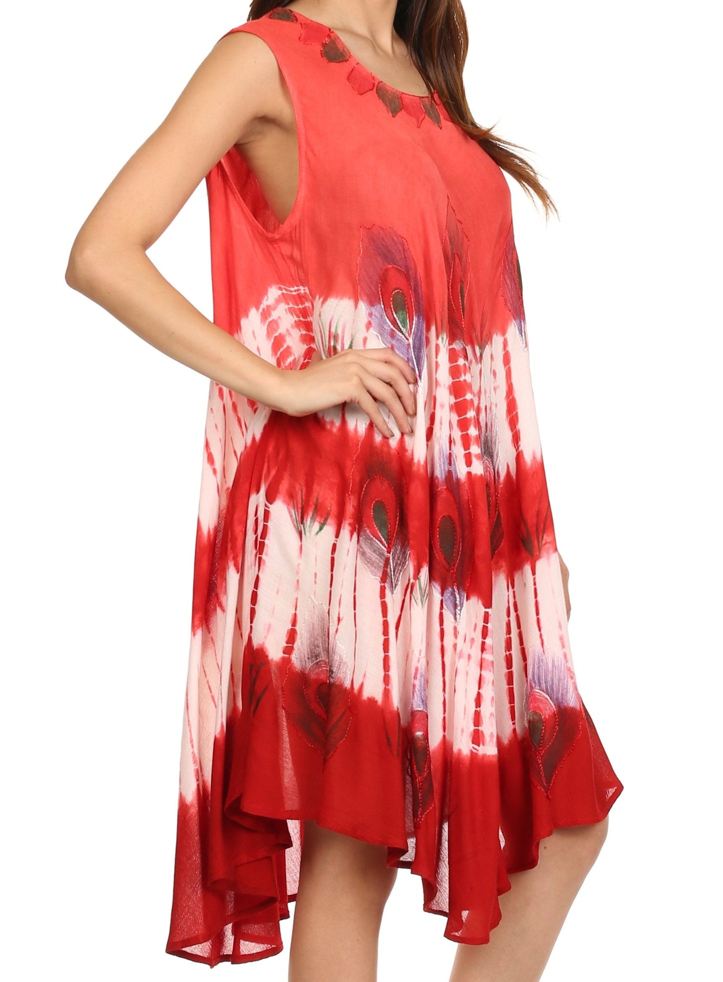 Sakkas Peacock Feather Caftan Dress / Cover Up - Concordia Style Boutique