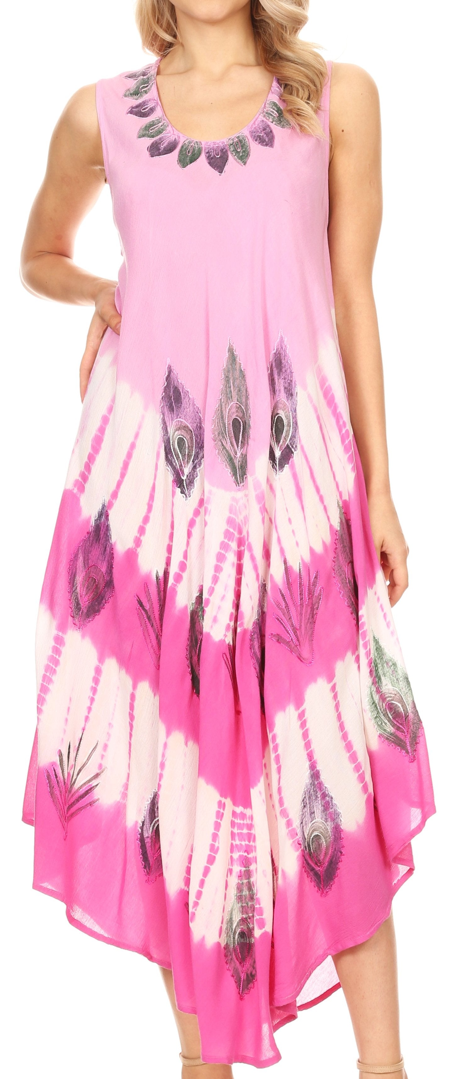 Sakkas Peacock Feather Caftan Dress / Cover Up - Concordia Style Boutique