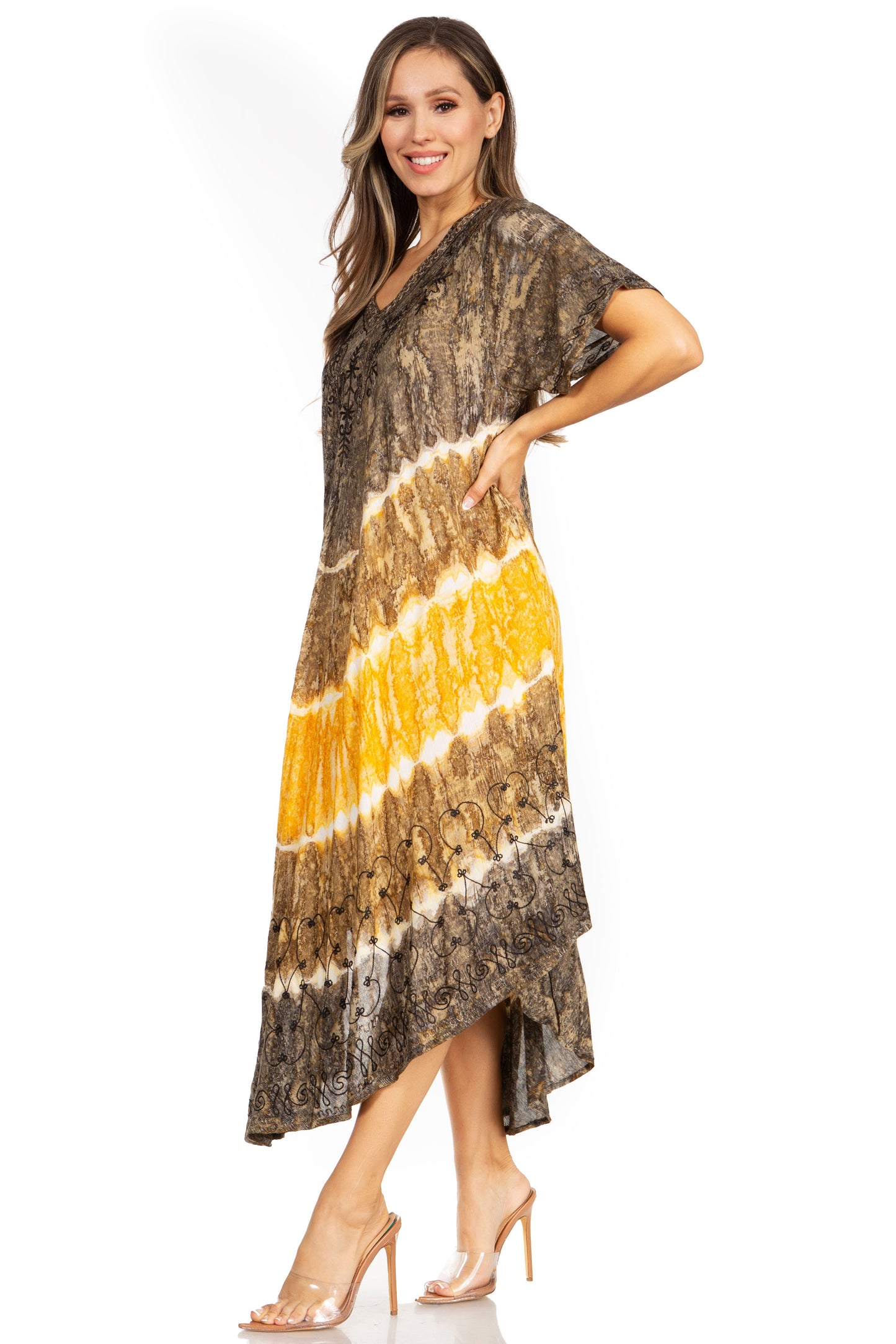 Sakkas Viveka Embroidered Caftan Dress - Concordia Style Boutique