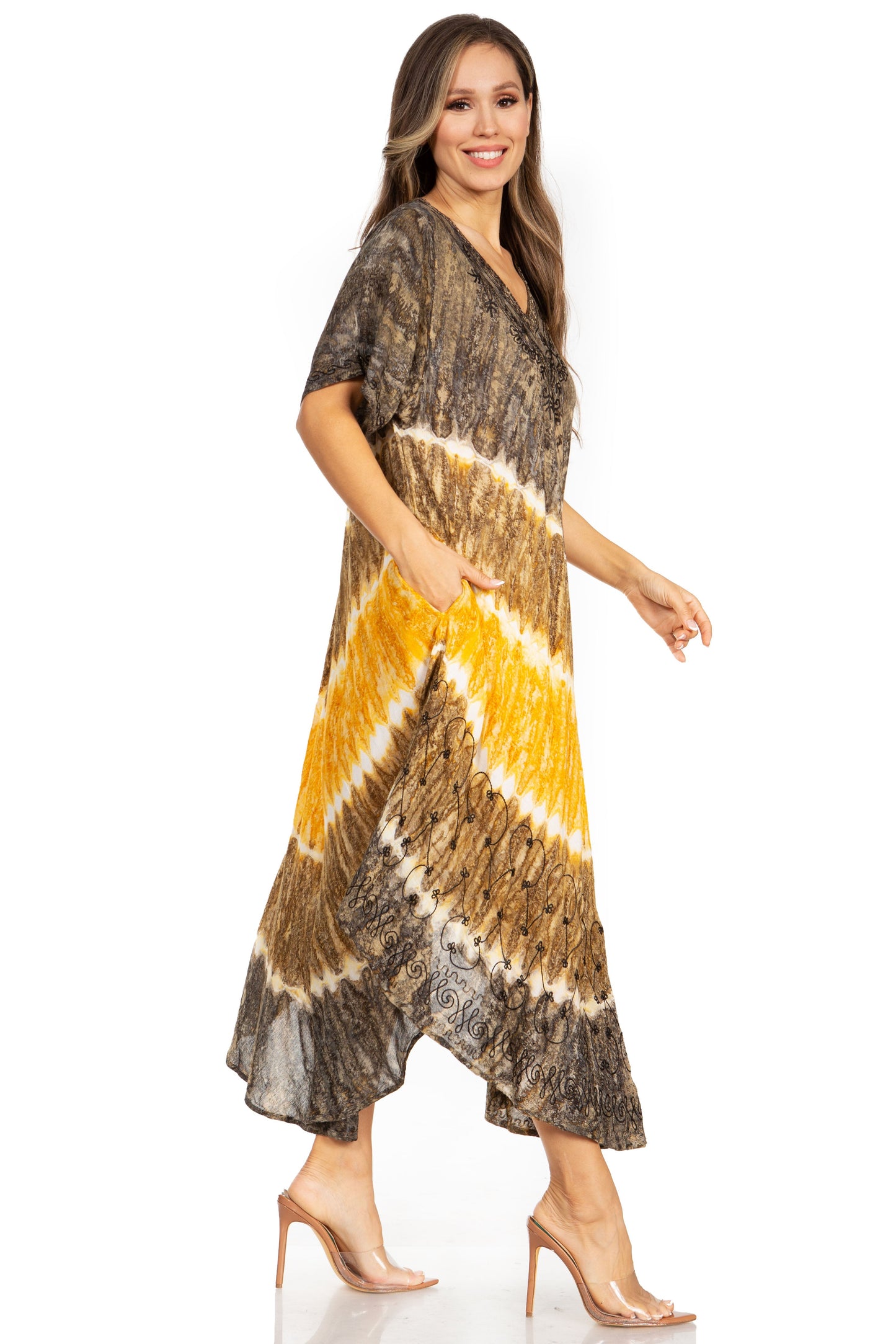 Sakkas Viveka Embroidered Caftan Dress - Concordia Style Boutique