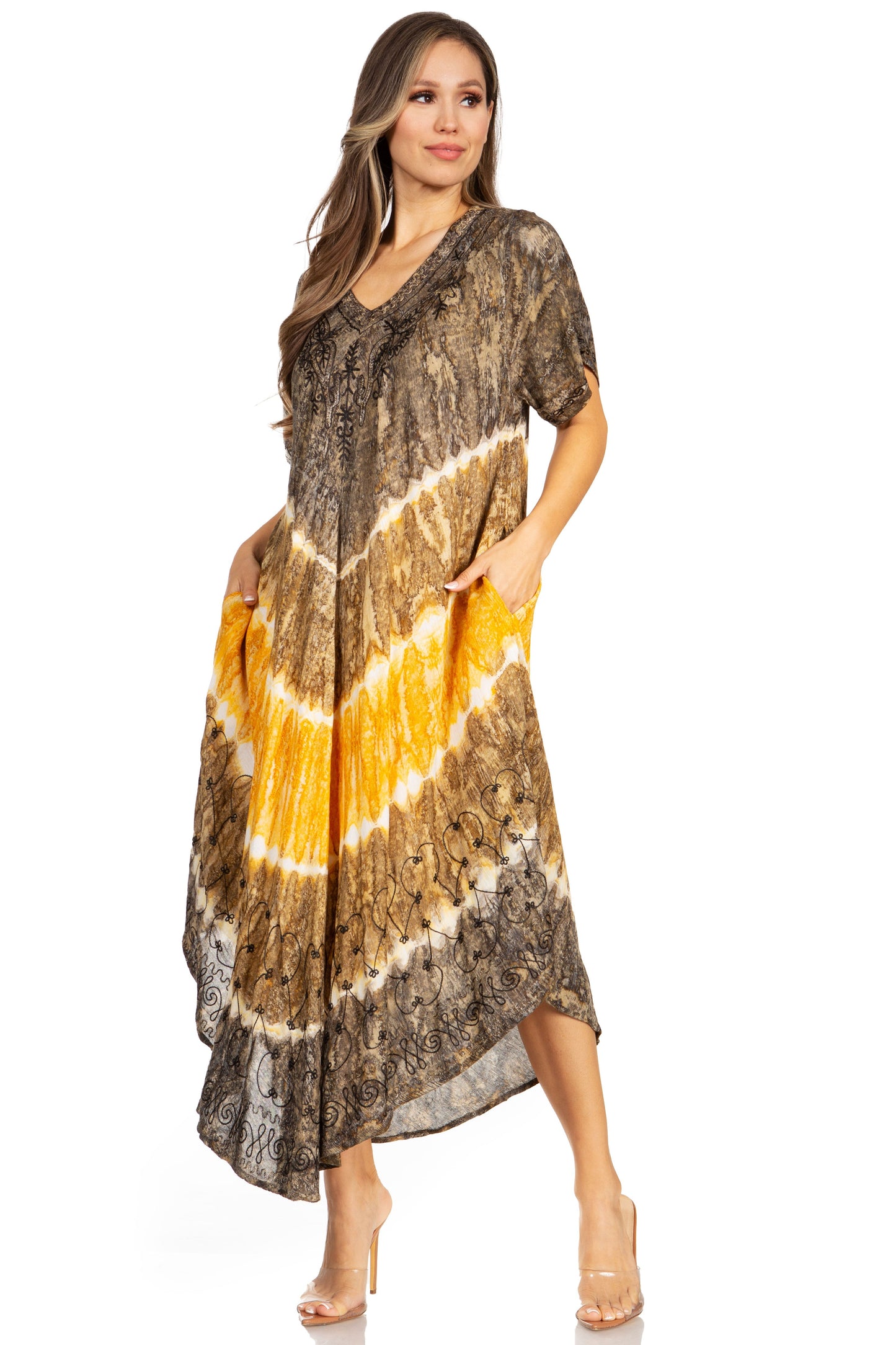 Sakkas Viveka Embroidered Caftan Dress - Concordia Style Boutique