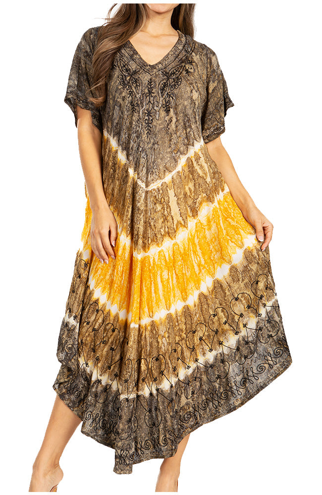 Sakkas Viveka Embroidered Caftan Dress - Concordia Style Boutique