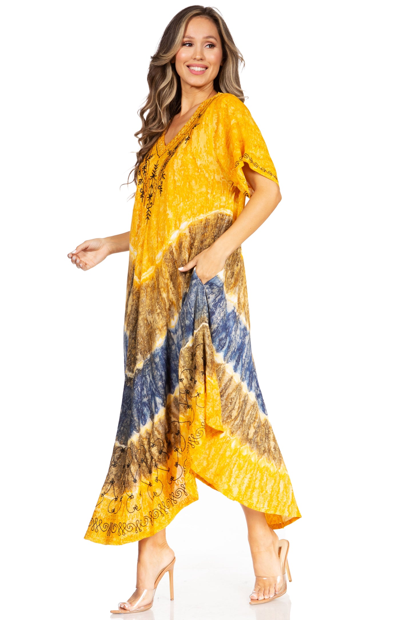 Sakkas Viveka Embroidered Caftan Dress - Concordia Style Boutique