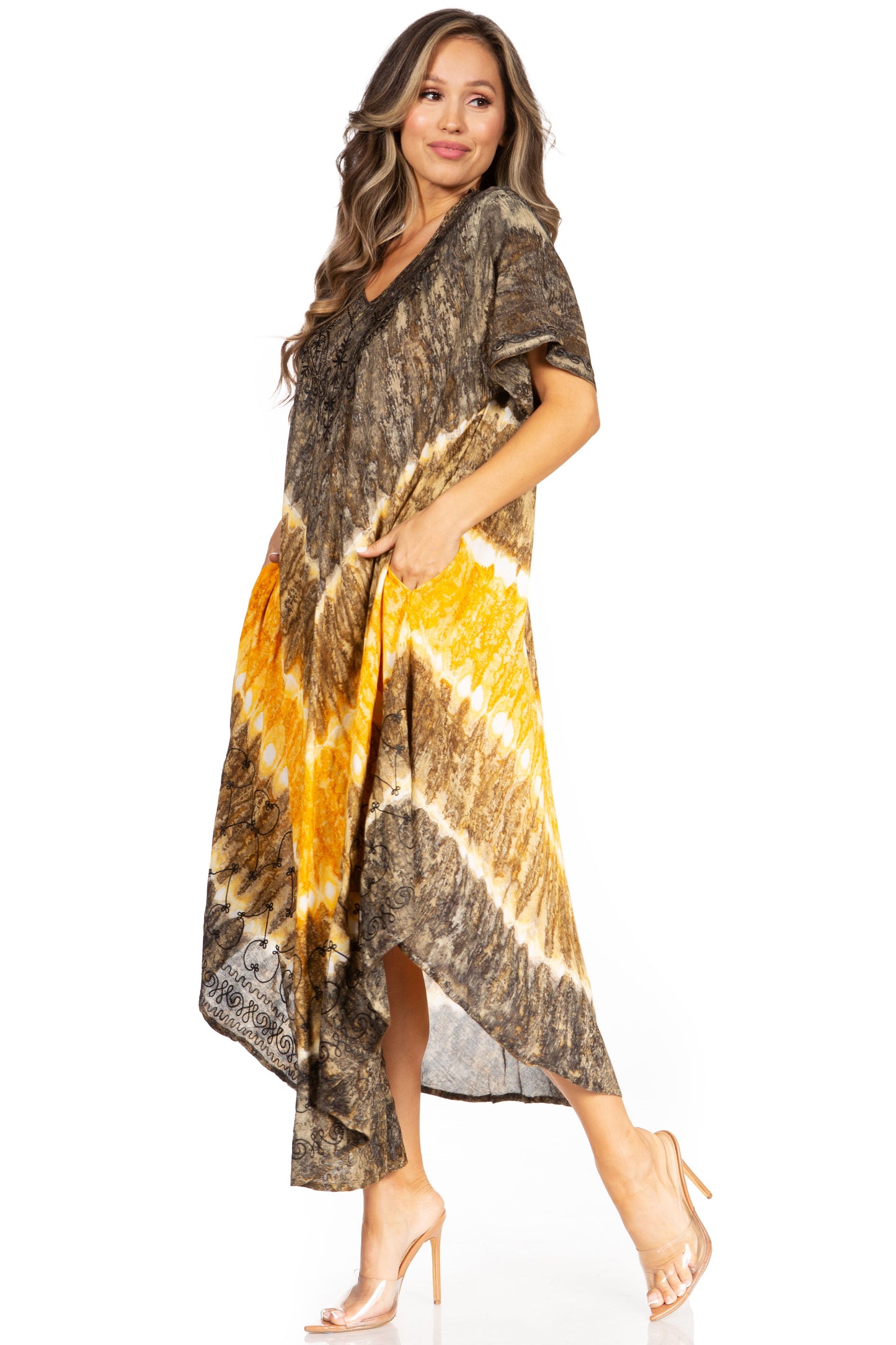 Sakkas Viveka Embroidered Caftan Dress - Concordia Style Boutique