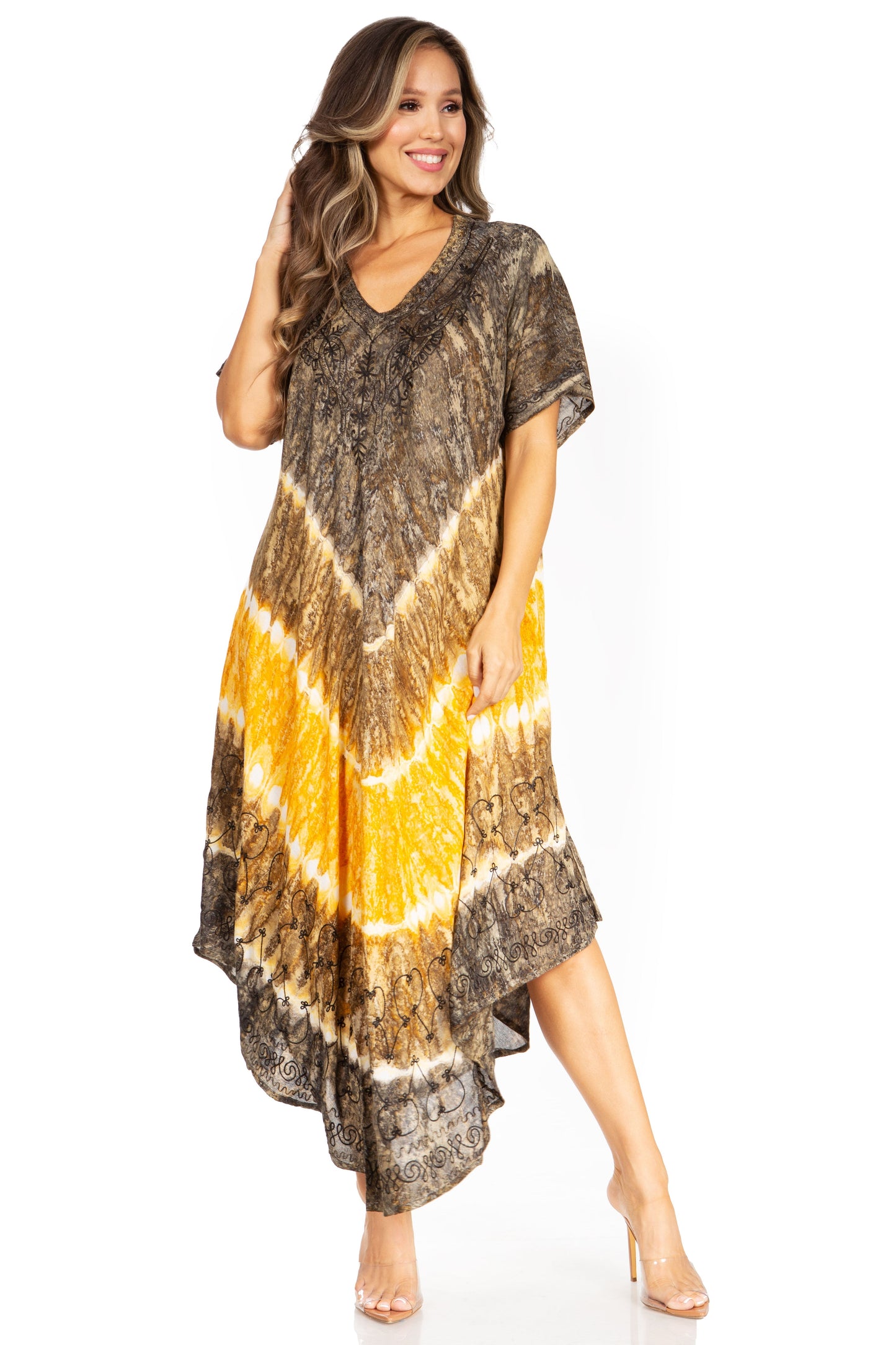 Sakkas Viveka Embroidered Caftan Dress - Concordia Style Boutique