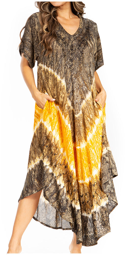 Sakkas Viveka Embroidered Caftan Dress - Concordia Style Boutique