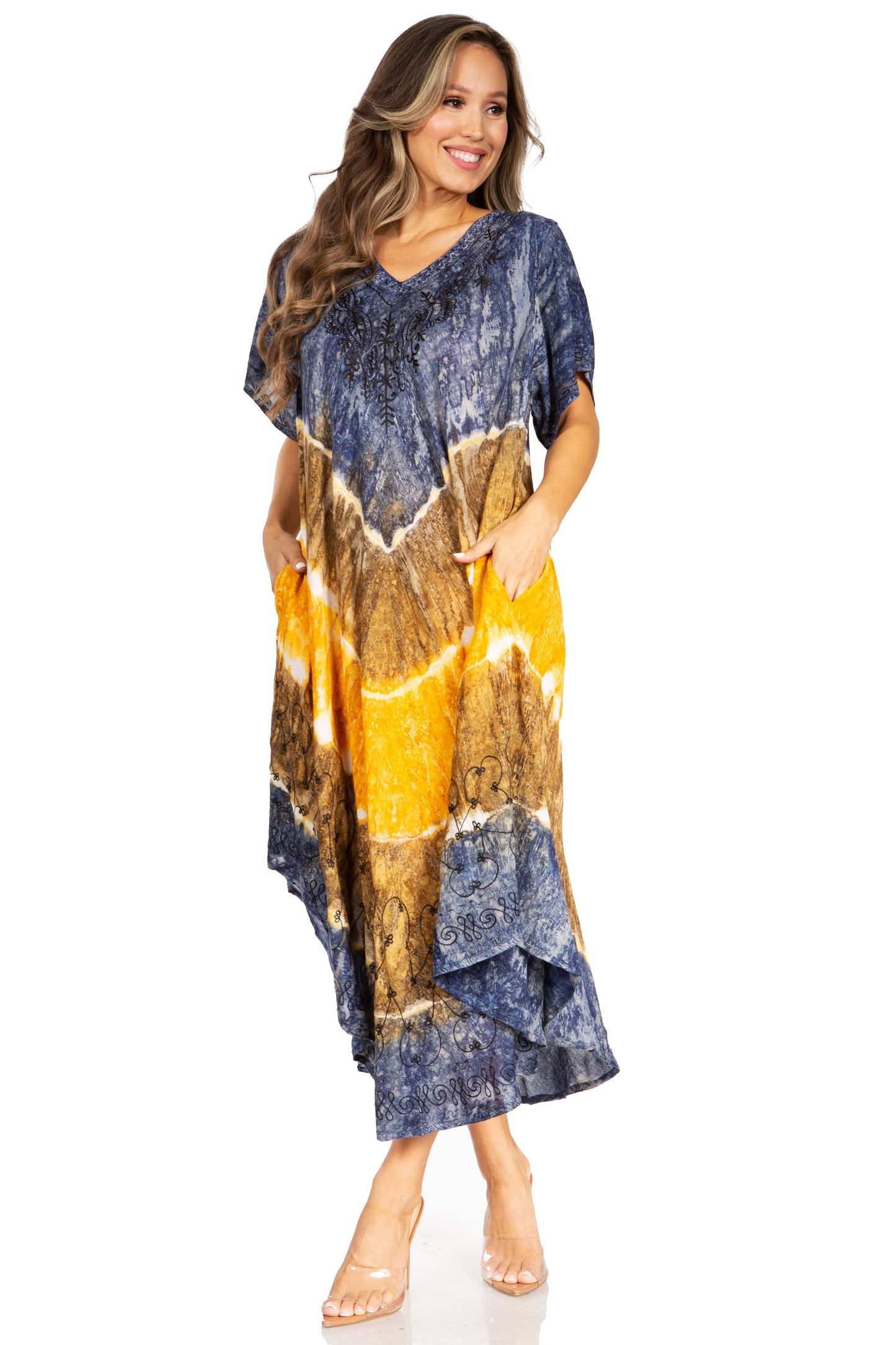 Sakkas Viveka Embroidered Caftan Dress - Concordia Style Boutique
