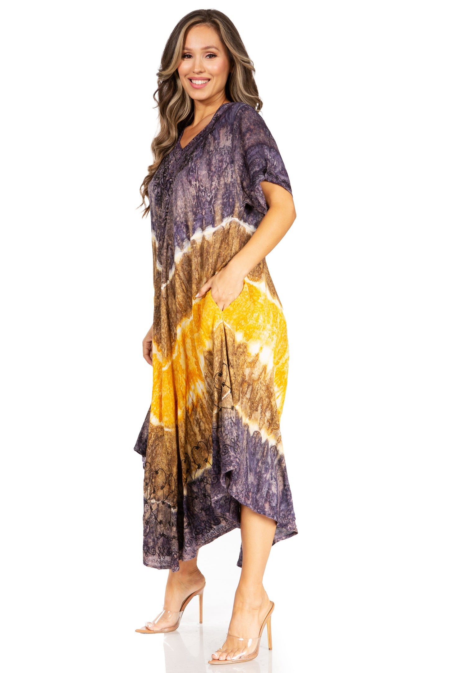 Sakkas Viveka Embroidered Caftan Dress - Concordia Style Boutique