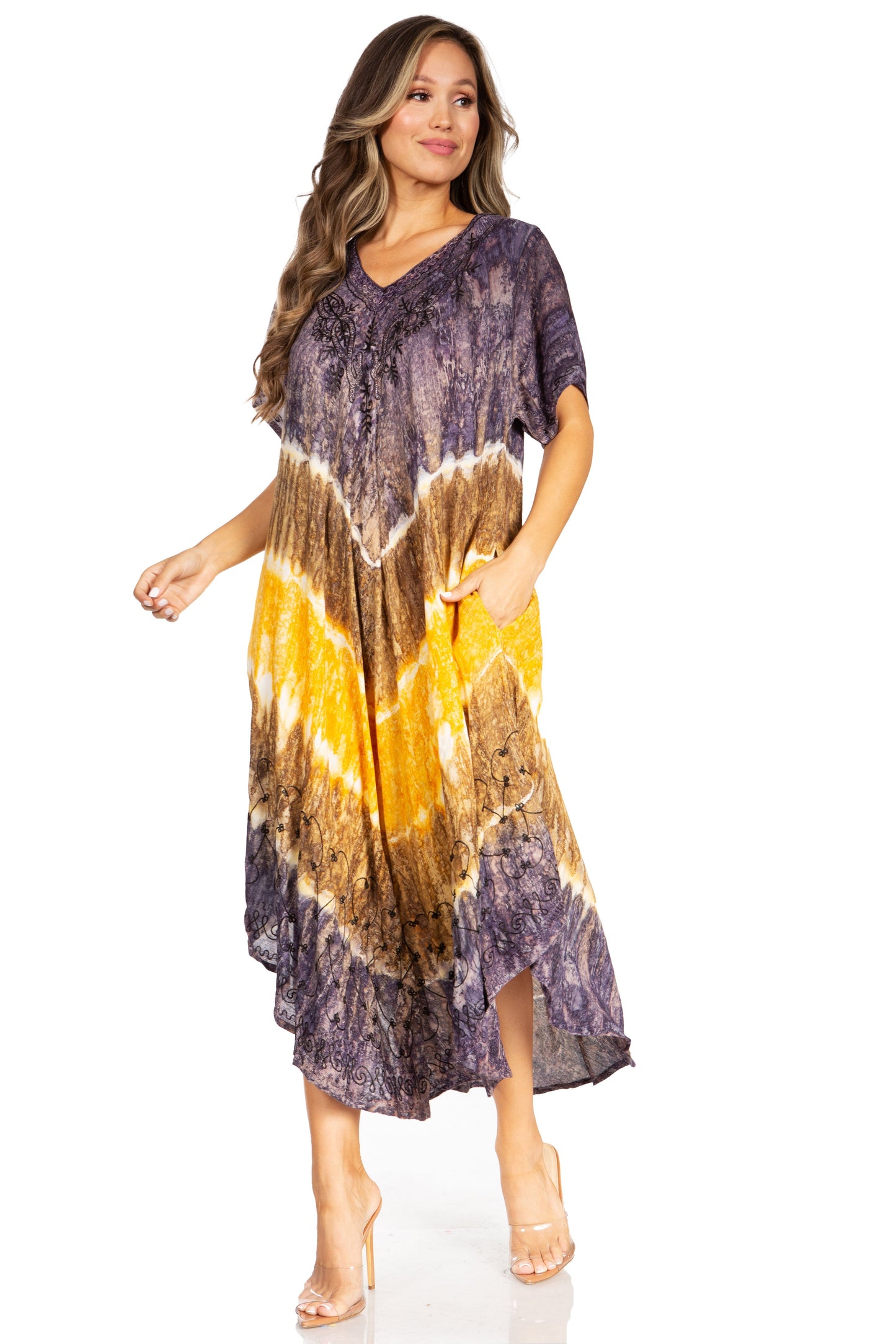 Sakkas Viveka Embroidered Caftan Dress - Concordia Style Boutique