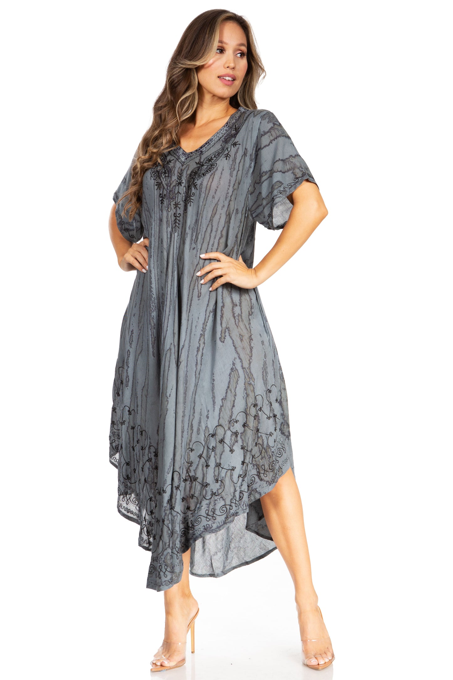 Sakkas Viveka Embroidered Caftan Dress - Concordia Style Boutique