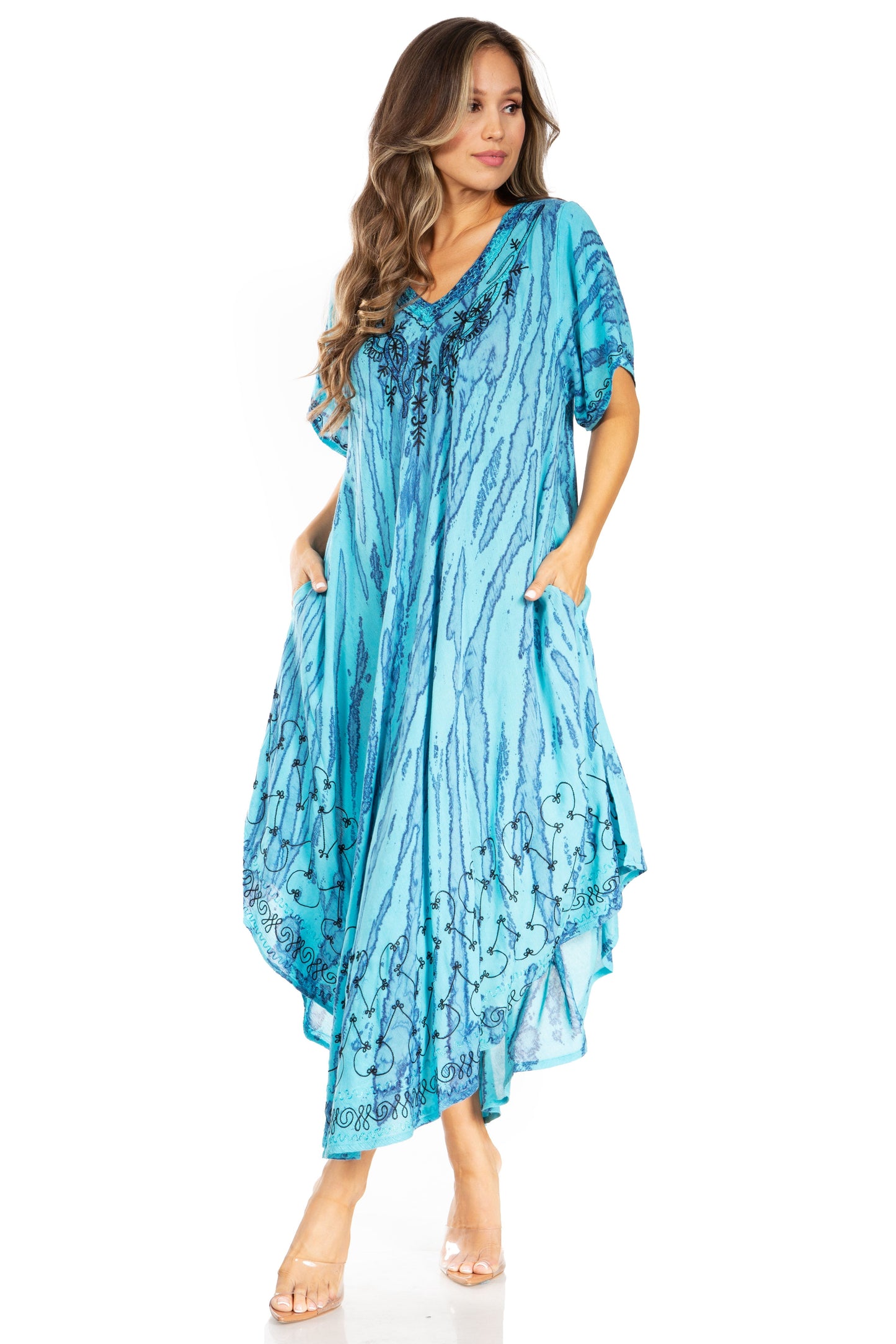 Sakkas Viveka Embroidered Caftan Dress - Concordia Style Boutique