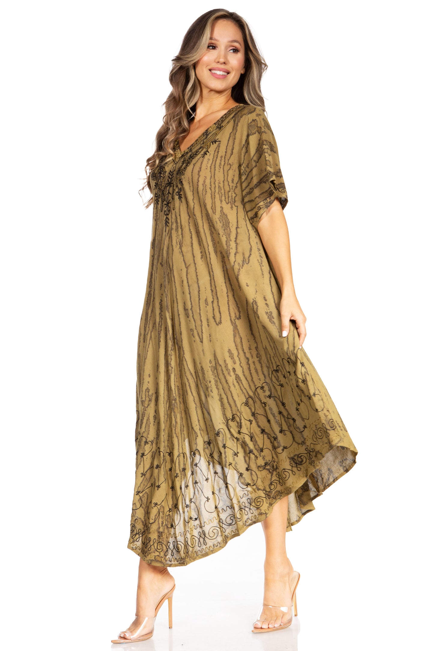 Sakkas Viveka Embroidered Caftan Dress - Concordia Style Boutique