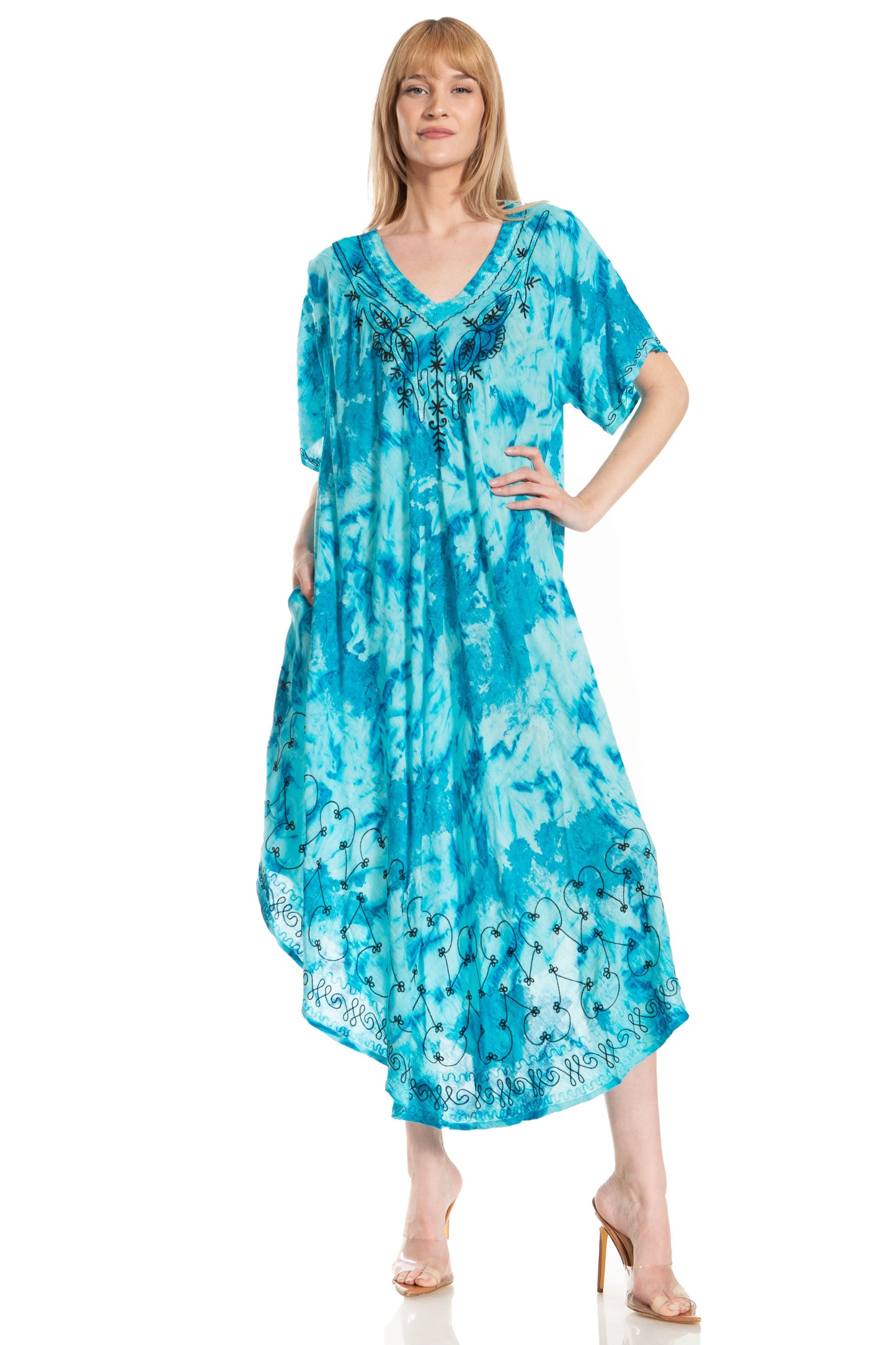 Sakkas Viveka Embroidered Caftan Dress - Concordia Style Boutique