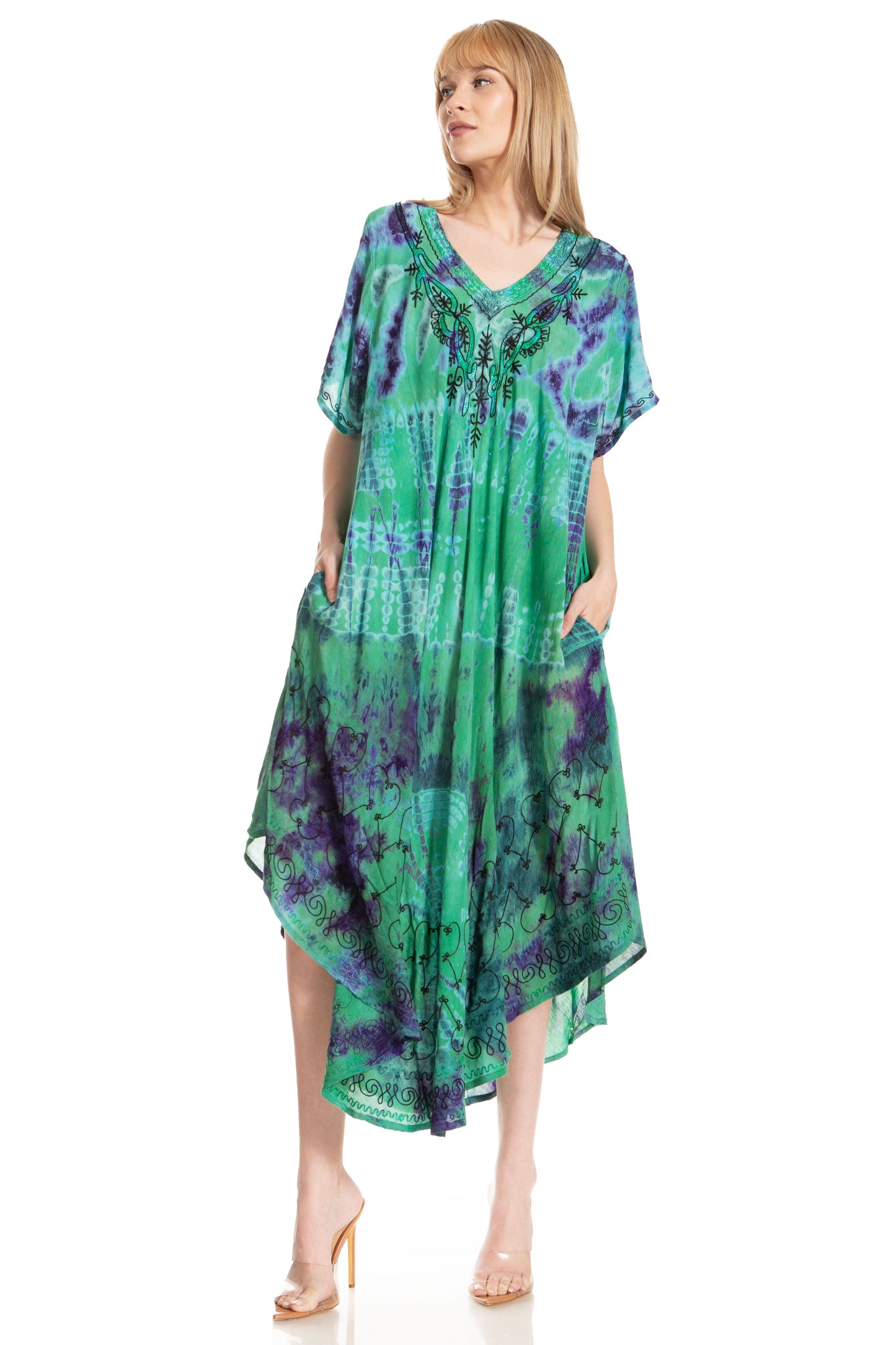 Sakkas Viveka Embroidered Caftan Dress - Concordia Style Boutique